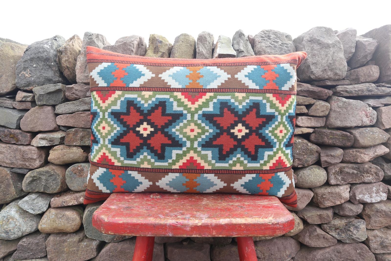 Swedish 'Folk Art' Vintage Large Woven Röllakan Cushion c.1930 (1 of 26)