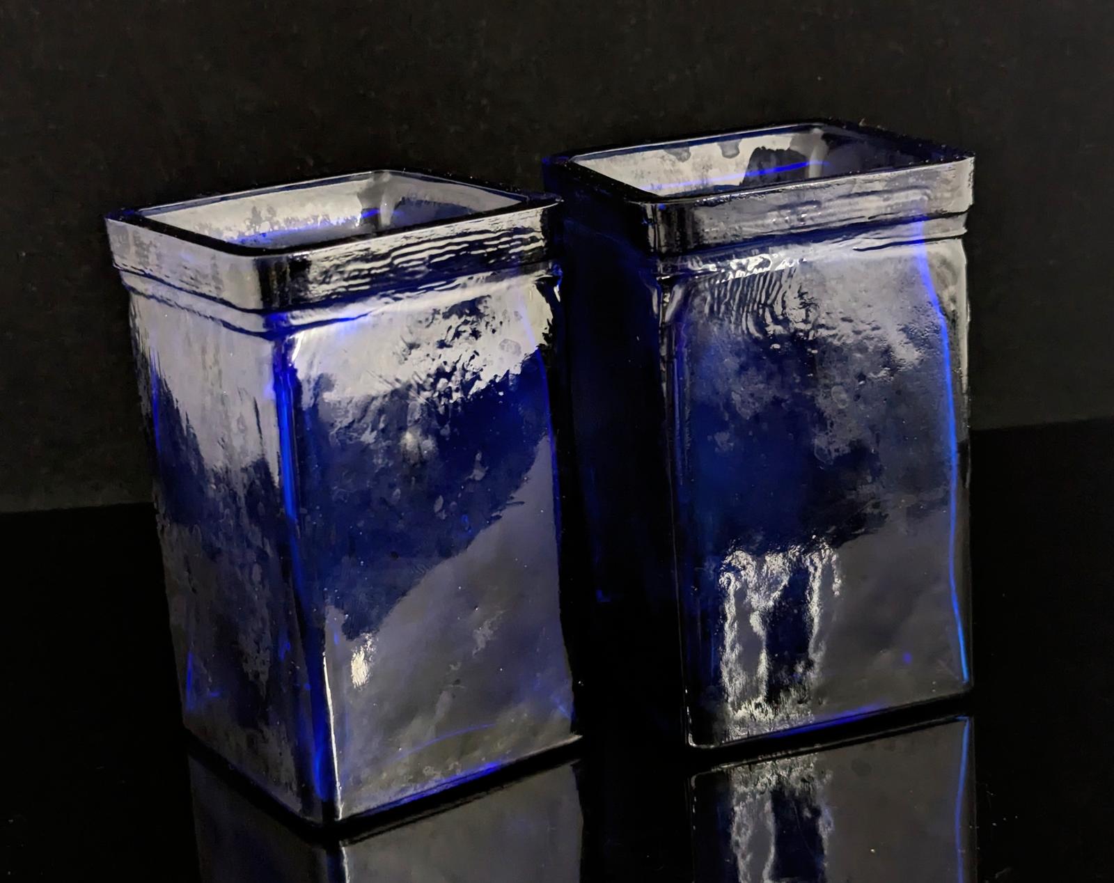 Vintage Cobalt Blue Square Glass Vases, Mid Century (1 of 7) Vintage Cobalt Blue Square Glass Vases, Mid Century (1 of 7)
