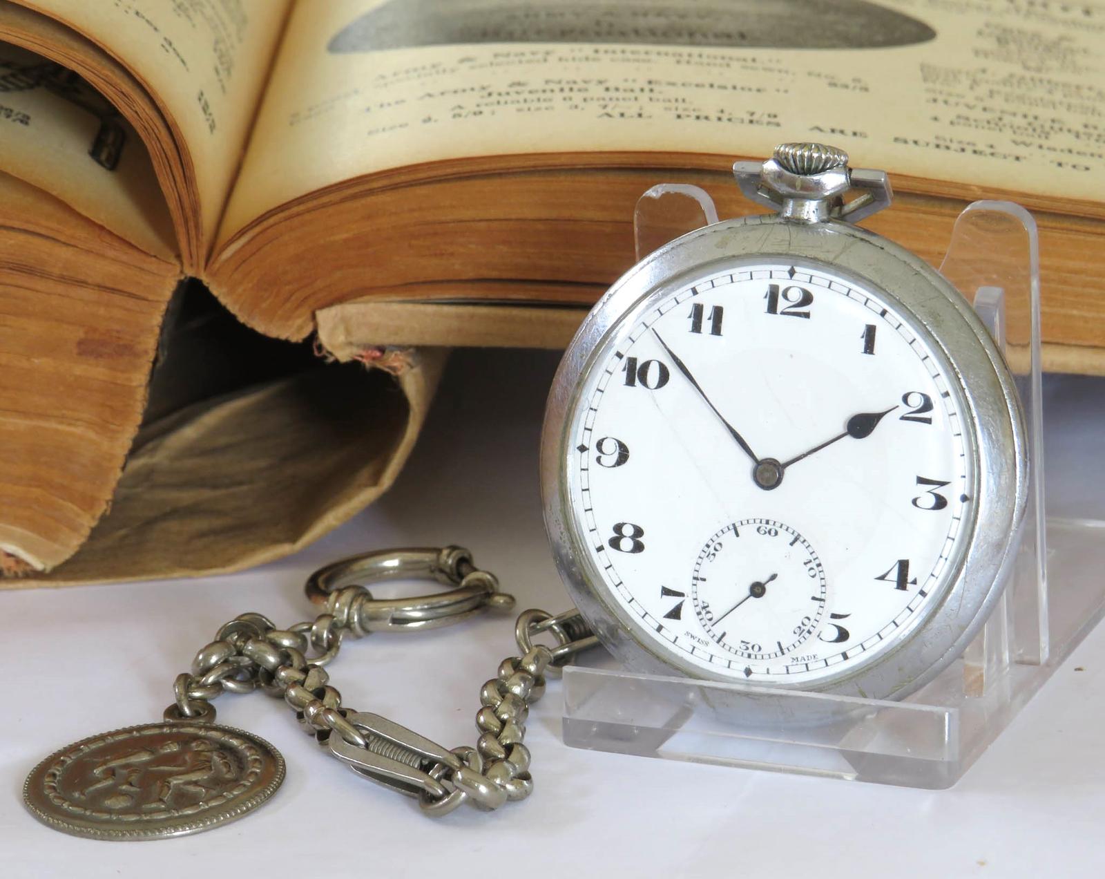 Pocket Watch : 1930s Art Deco Pocket Watch, Chain & Football Fob (1 of 6) Pocket Watch : 1930s Art Deco Pocket Watch, Chain & Football Fob (1 of 6)