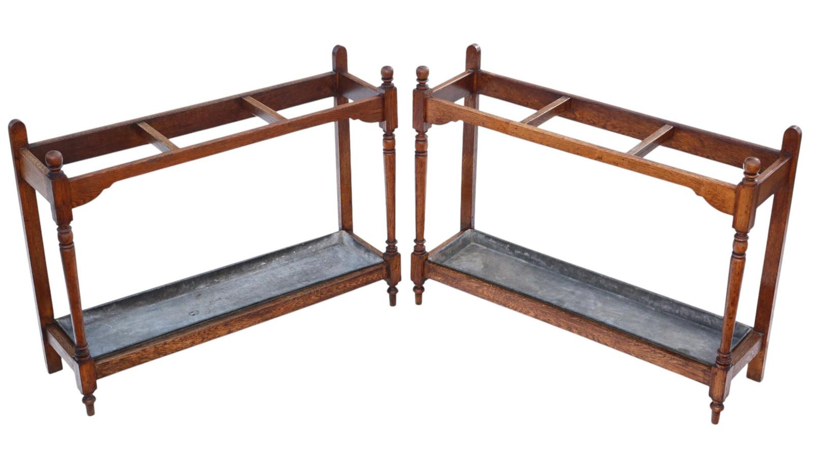 Antique Pair of Large Victorian 19th Century Oak Stick / Umbrella Stands – Country House or Hotel Hall (1 of 6)