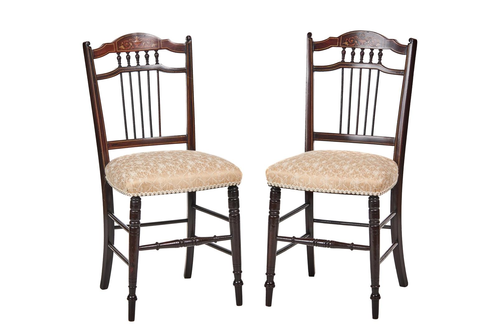 Pair of Edwardian Inlaid Mahogany Bedroom Chairs (1 of 3) Pair of Edwardian Inlaid Mahogany Bedroom Chairs (1 of 3)