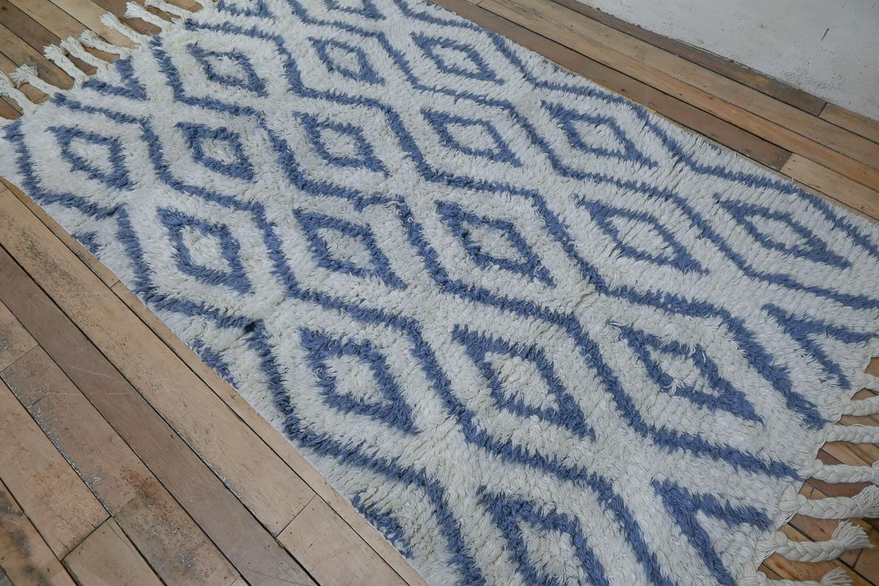 Mid 20th Century Blue Moroccan Berber Rug - Carpet (1 of 8)