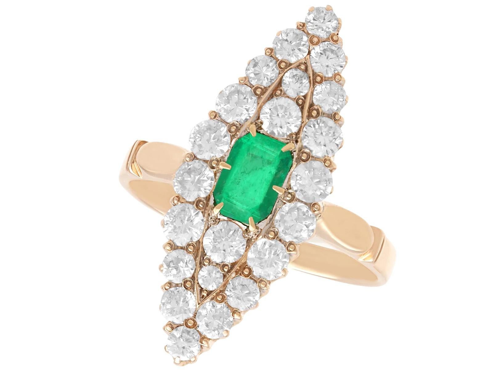 Antique 0.39ct Emerald & 2.04ct Diamond, 9ct Yellow Gold Ring c.1920 (1 of 12)