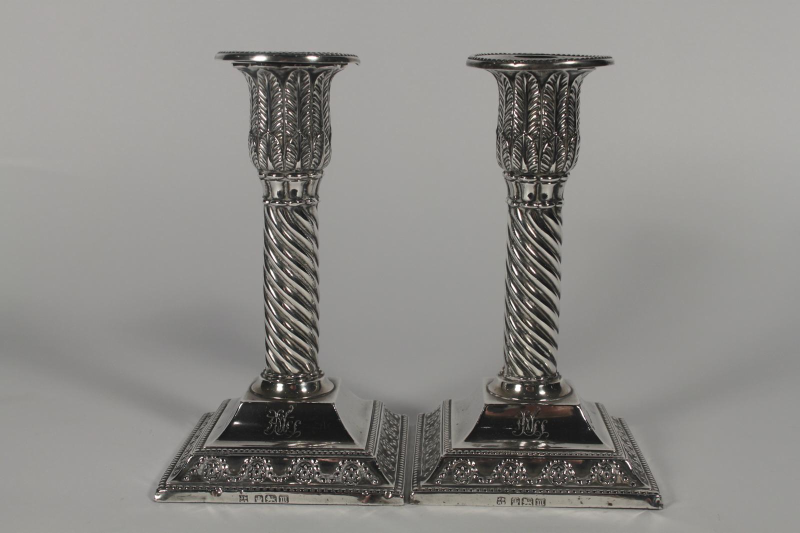Pair of Edward VII Silver Candlesticks (1 of 4)