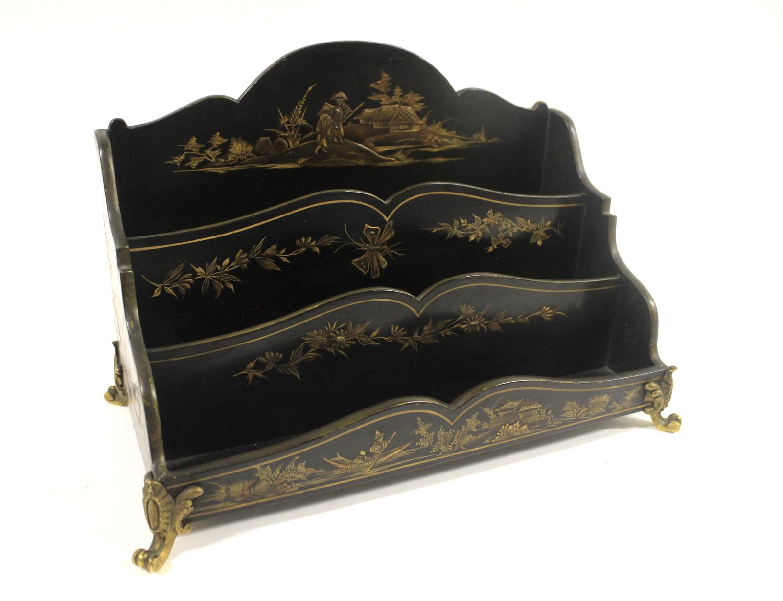 Late Victorian Chinoiserie Decorated Letter Rack (1 of 9)