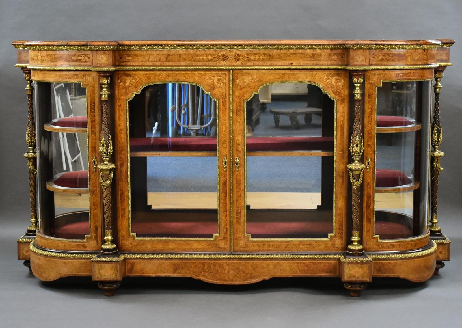 Victorian Burr Walnut & Marquetry Credenza (1 of 18)