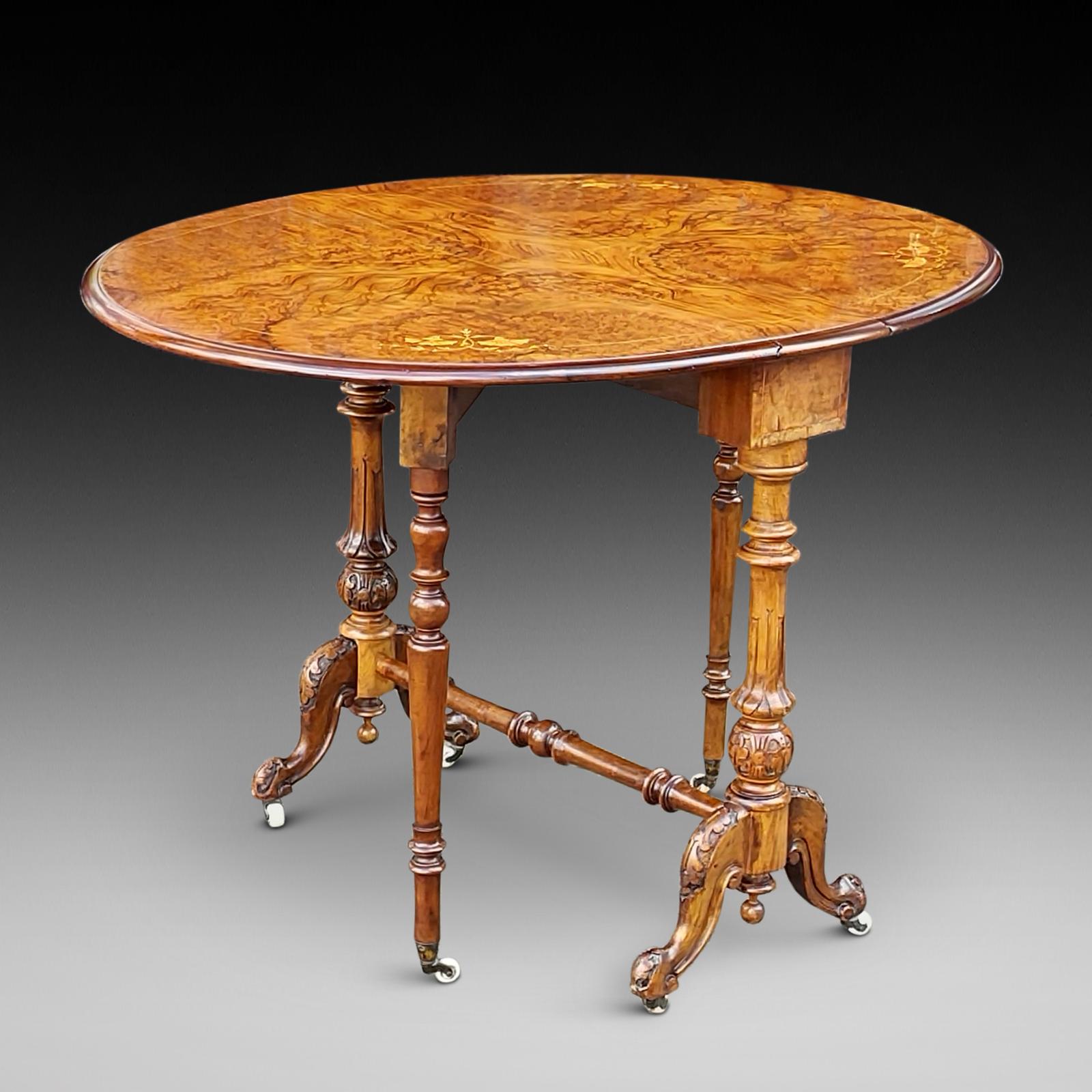 Victorian Walnut & Marquetry Inlaid Sutherland Table (1 of 11)