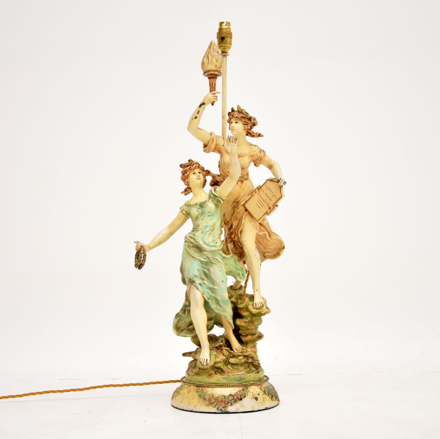 Large Antique Art Nouveau Table Lamp by L & F Moreau (1 of 10) Large Antique Art Nouveau Table Lamp by L & F Moreau (1 of 10)