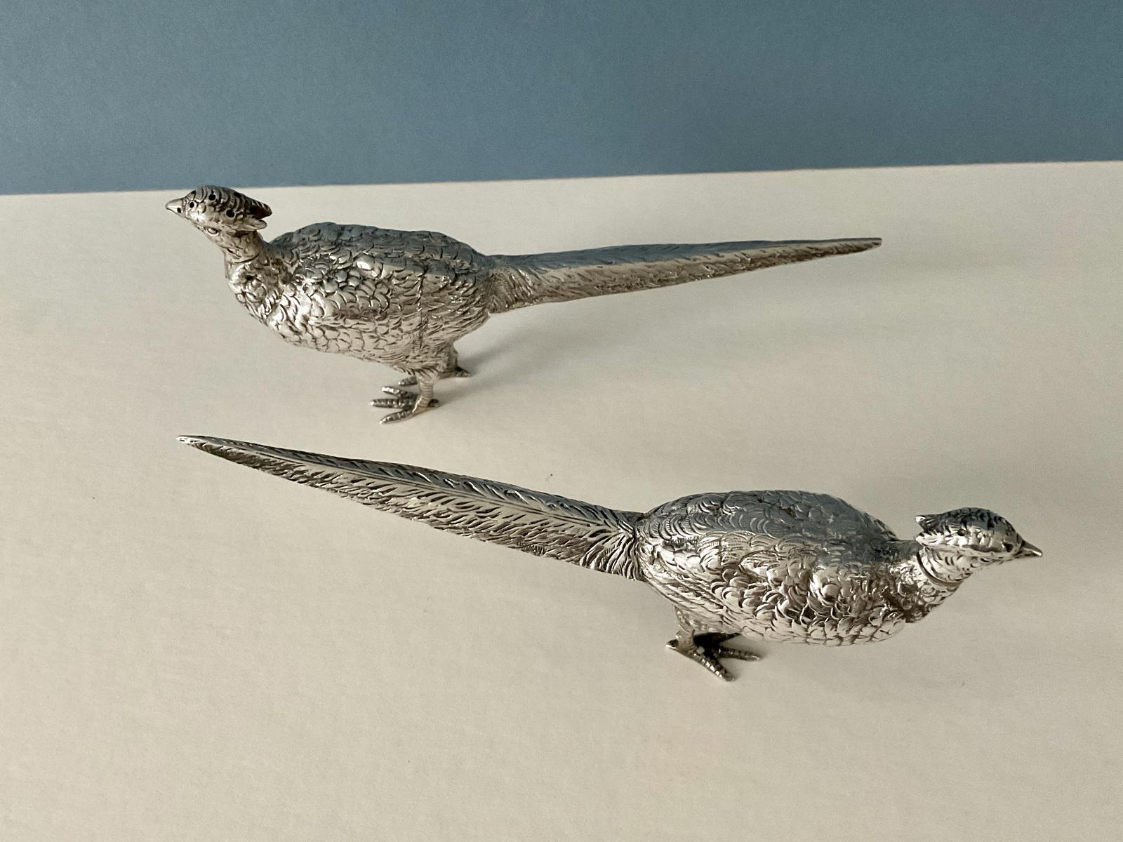 Pair of Solid Silver Pheasant Peppers (1 of 10)