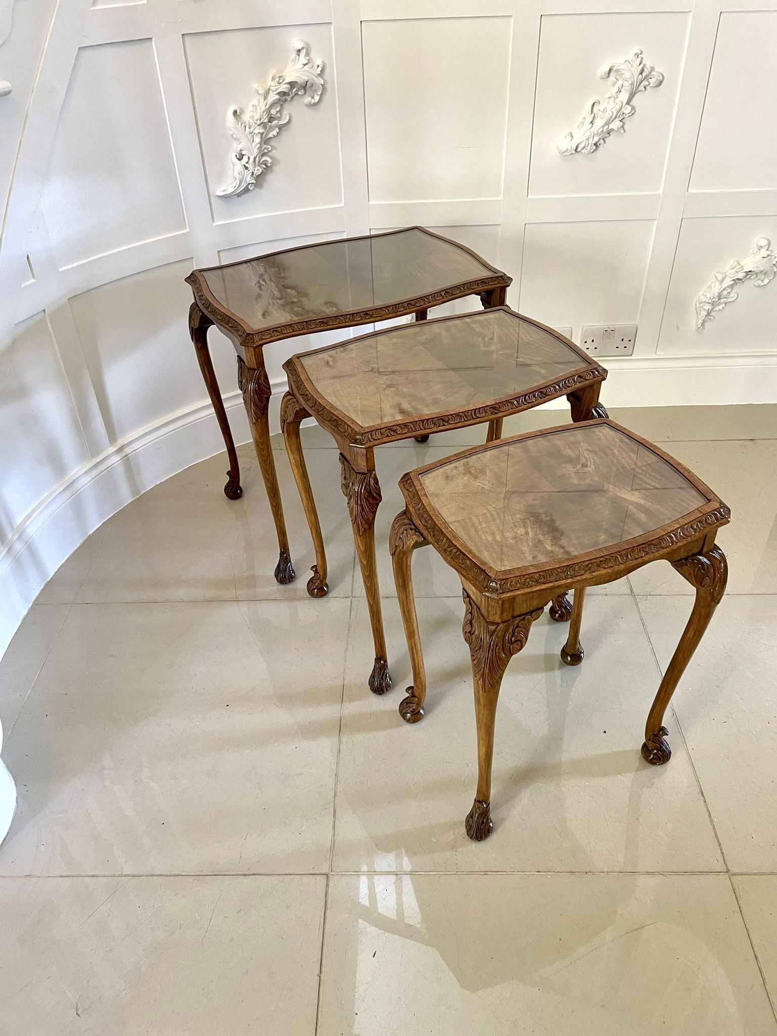 Outstanding Quality Antique Burr Walnut Nest of 3 Tables (1 of 13) Outstanding Quality Antique Burr Walnut Nest of 3 Tables (1 of 13)