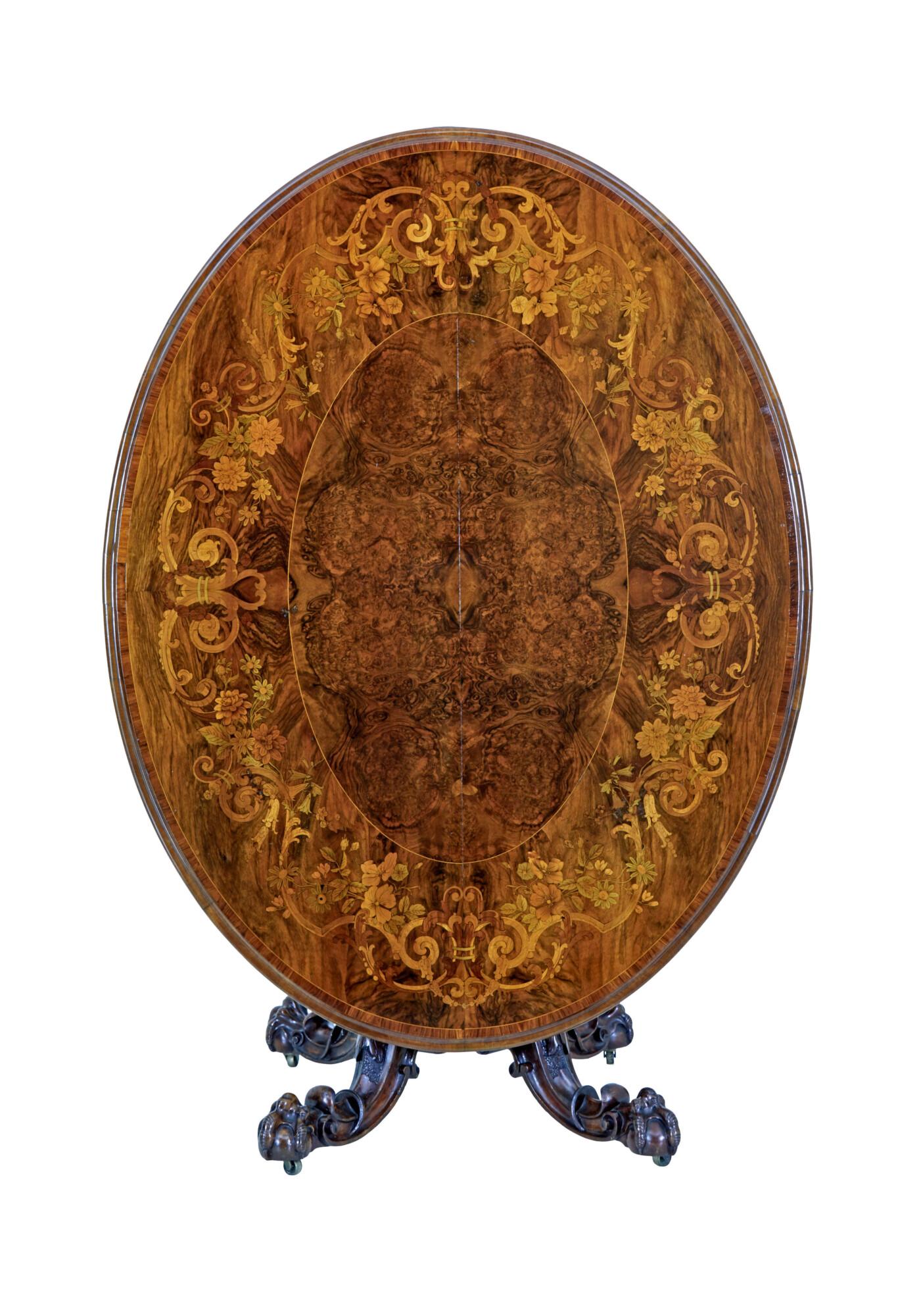 19th Century Walnut Victorian Marquetry Tilt Top Table (1 of 10) 19th Century Walnut Victorian Marquetry Tilt Top Table (1 of 10)