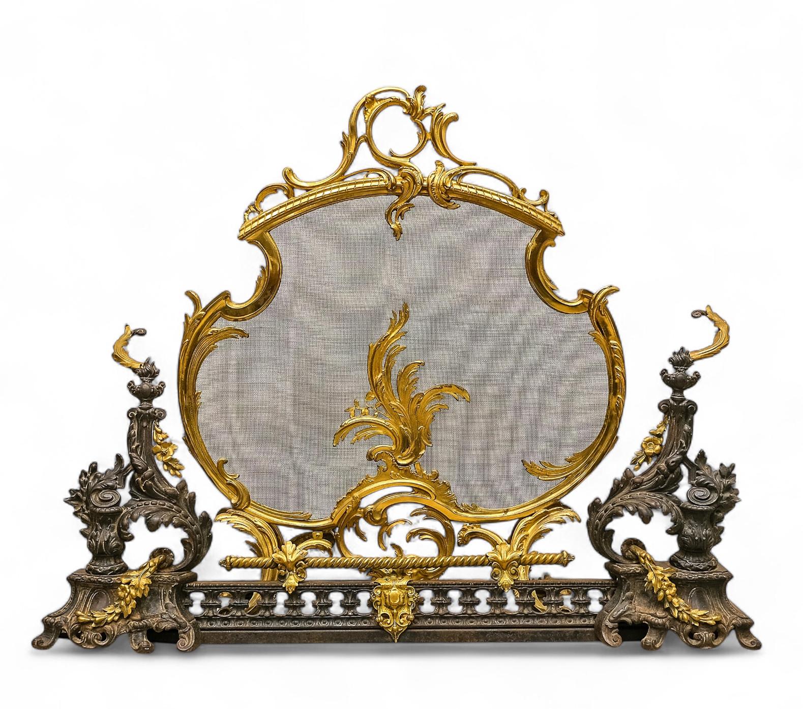 Antique Fire Screen, Fender & Andirons (1 of 8)