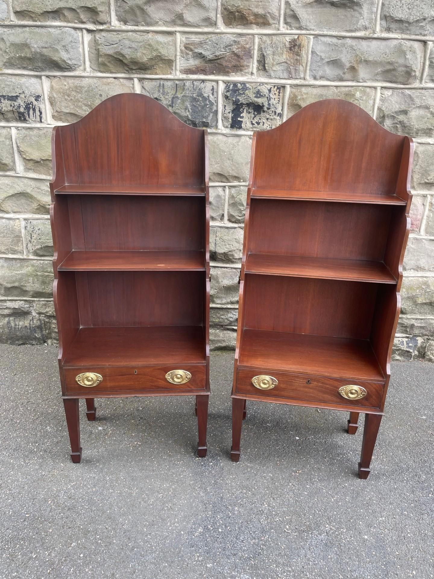 Pair Antique Geo III Mahogany Waterfall Open Bookcases (1 of 12) Pair Antique Geo III Mahogany Waterfall Open Bookcases (1 of 12)