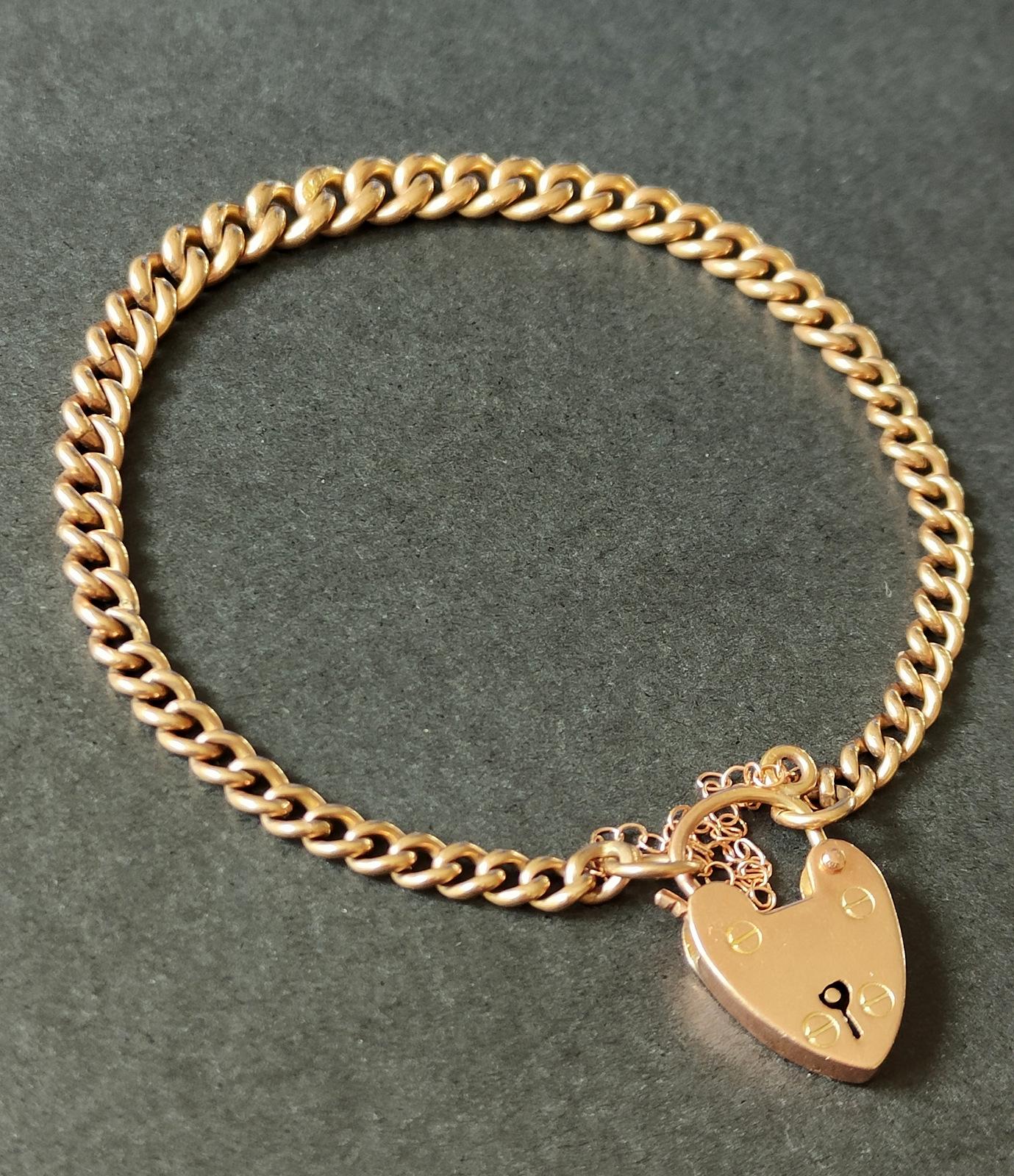 Victorian Solid 9ct Rose Gold Curb Chain with Padlock (1 of 10) Victorian Solid 9ct Rose Gold Curb Chain with Padlock (1 of 10)