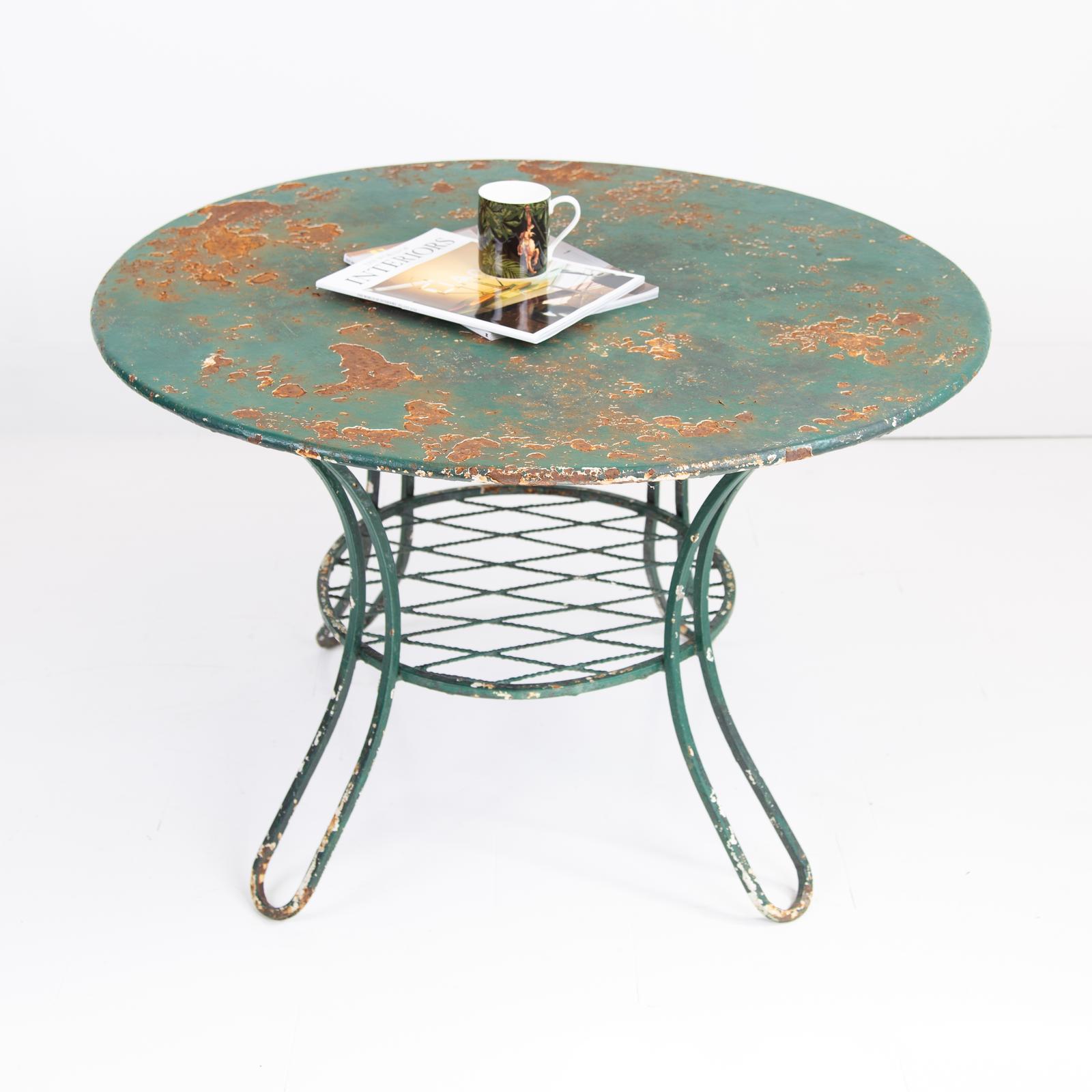 Aged French Metal Patio Garden Table c.1970 (1 of 12)