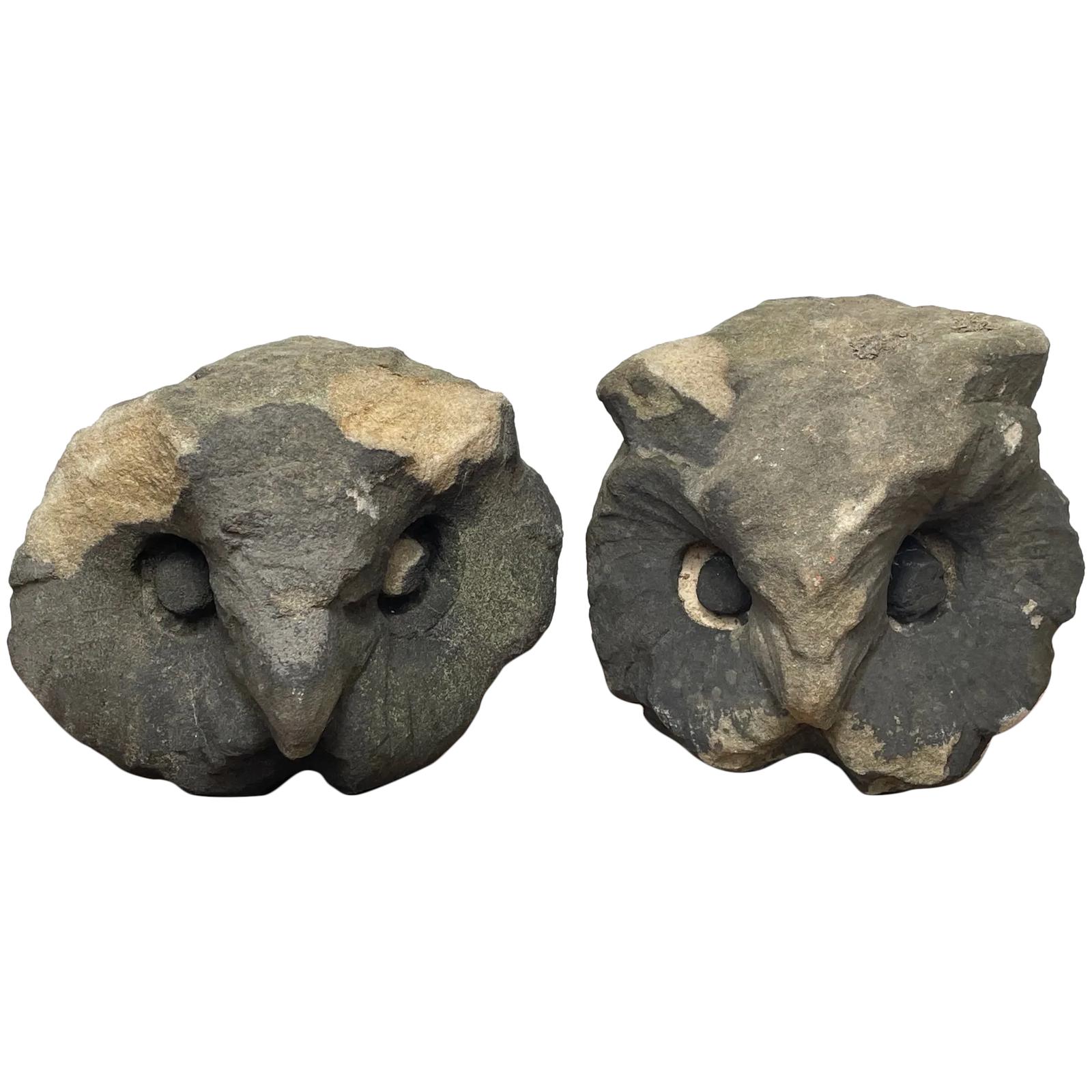 Pair of Rare Small 18th Century Carved Stone Owl Head Corbel Plaques (1 of 22) Pair of Rare Small 18th Century Carved Stone Owl Head Corbel Plaques (1 of 22)