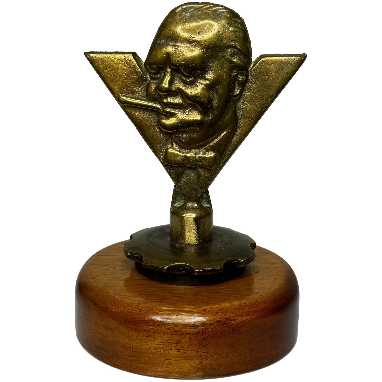 WW2  Winston Churchill V for Victory Bronze Car Mascot Sculpture (1 of 38)