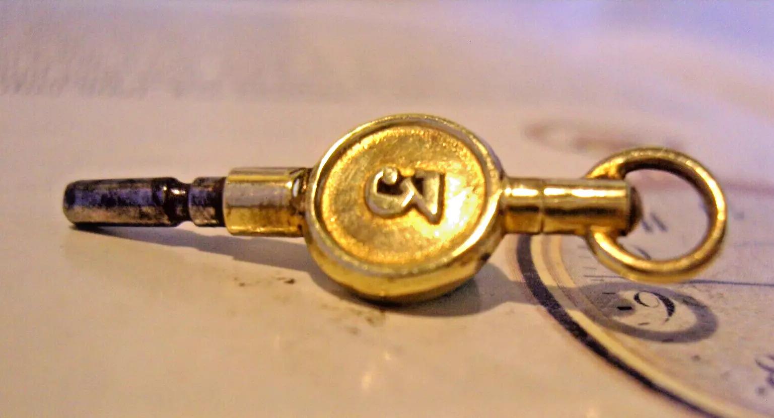 Pocket Watch Fob Key Size 3 Victorian 1890s Antique Brass & Steel (1 of 7)