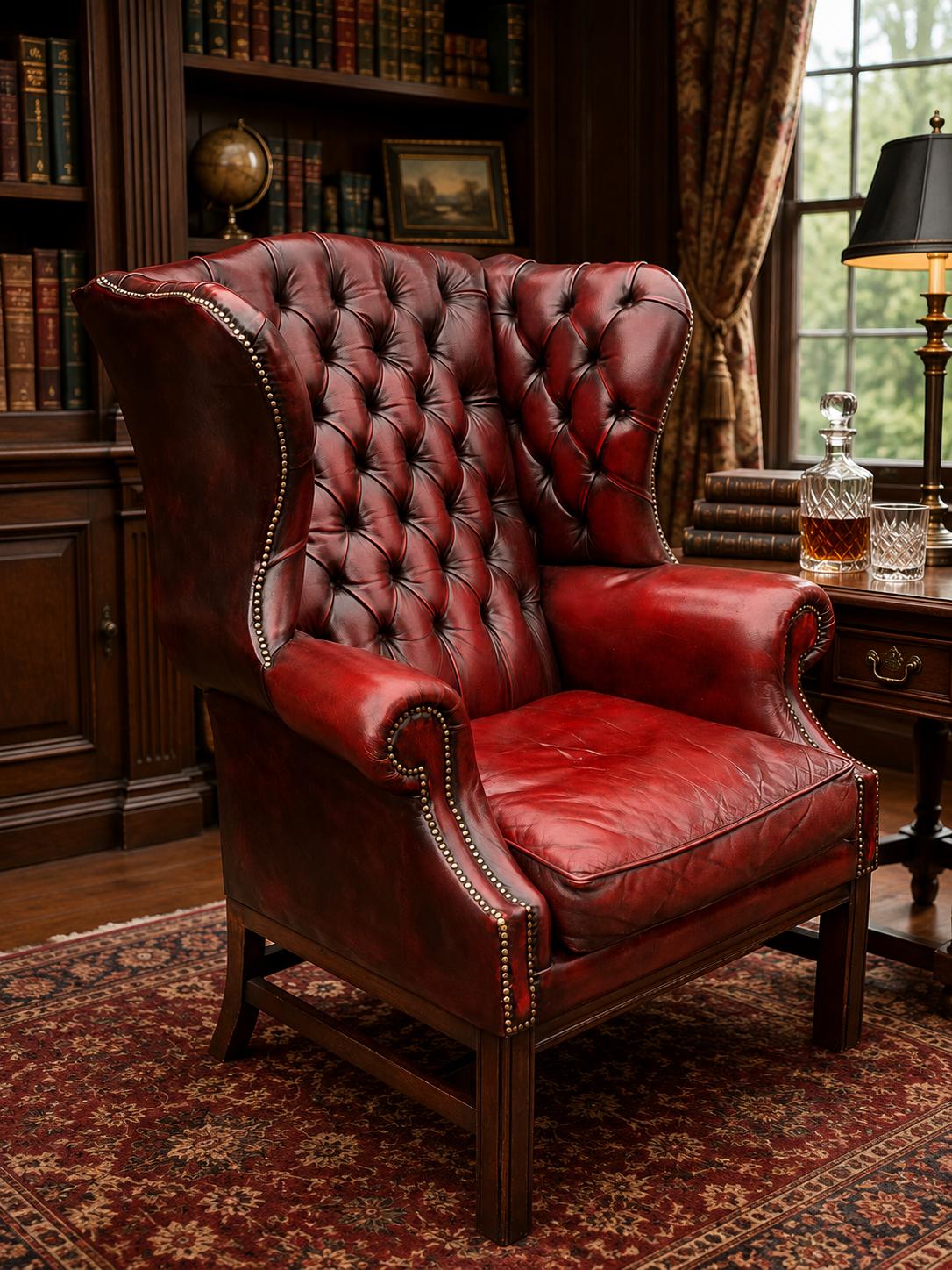 Large George III Style Leather Wing Armchair c.1930 (1 of 19) Large George III Style Leather Wing Armchair c.1930 (1 of 19)