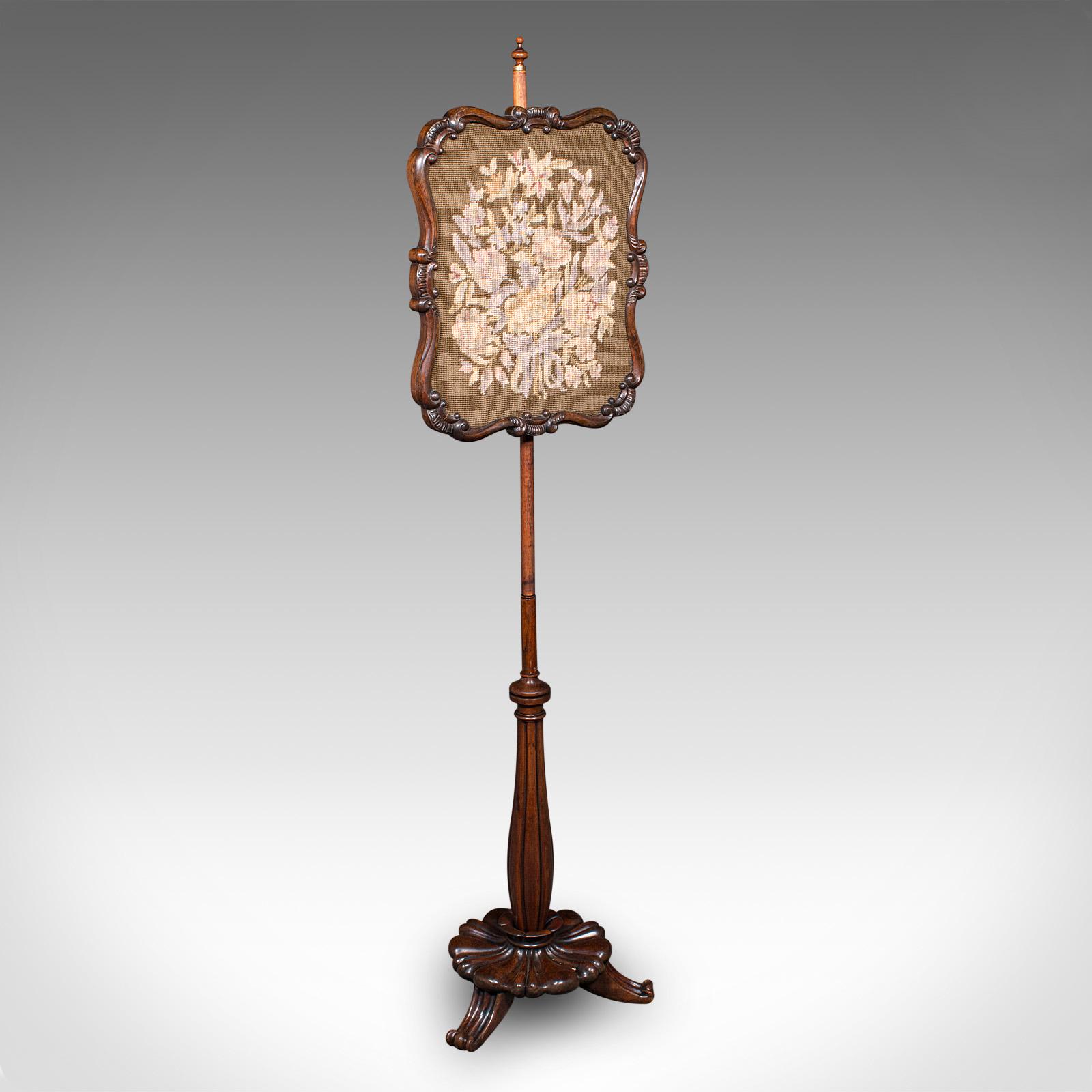 Antique Fireside Pole Screen, English, Needlepoint, Adjustable, William Iv, 1835 (1 of 12)