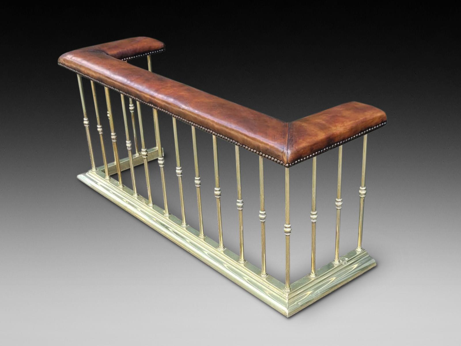 19th Century Brass Fender with Padded Leather Seats (1 of 3)