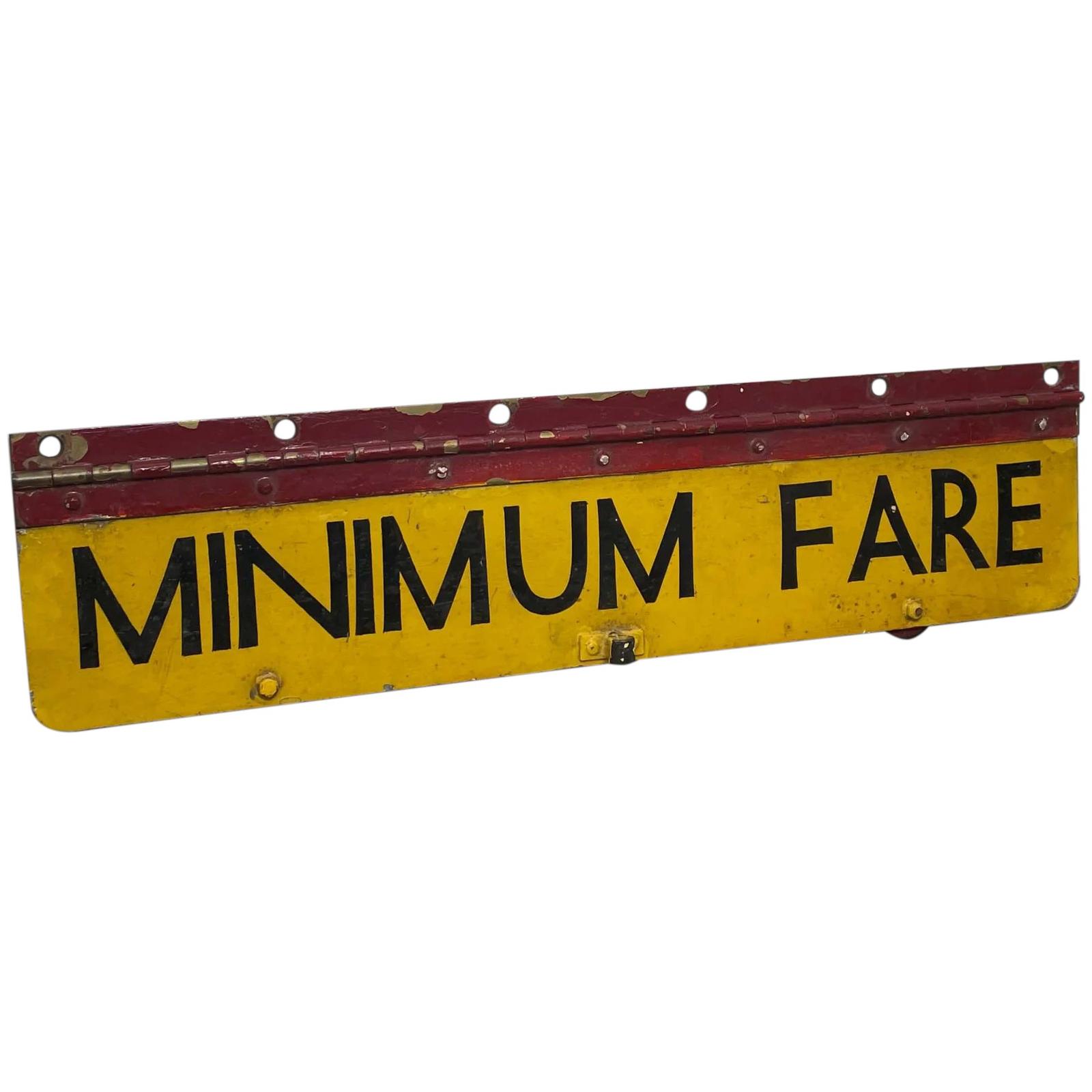 Mid Century Red & Yellow Taxi Minimum Fare Sign (1 of 25) Mid Century Red & Yellow Taxi Minimum Fare Sign (1 of 25)