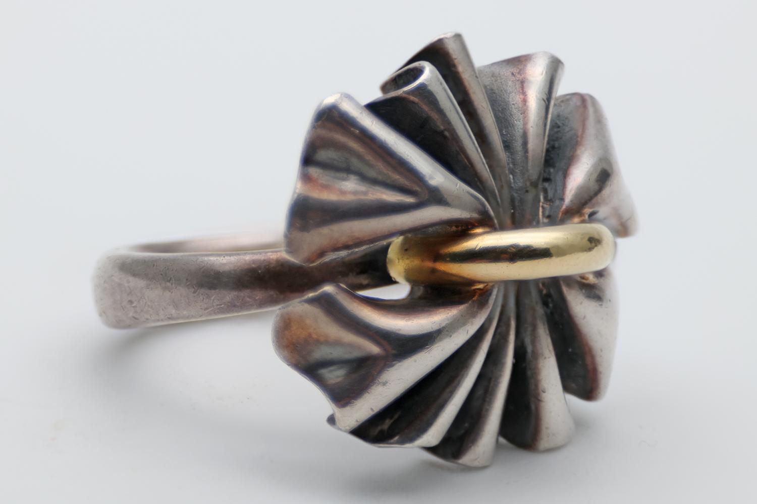Georg Jensen Sterling Silver Ring with Gold Accents (1 of 4) Georg Jensen Sterling Silver Ring with Gold Accents (1 of 4)