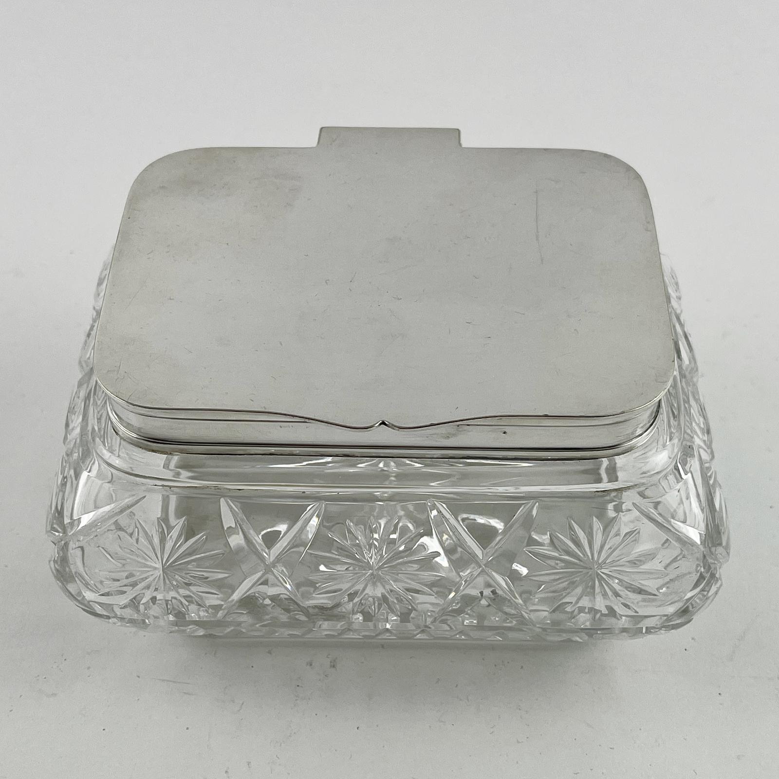 Edwardian Cut Glass & Silver Plated Trinket Box (1 of 7)