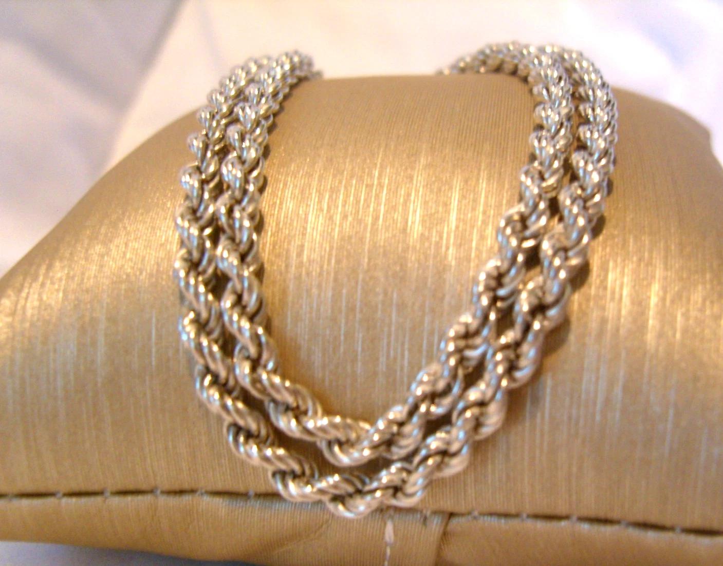Necklace Silver 925 Chunky Rope Link 1972 Vintage 15 3/4" Length 10.8g (1 of 10)