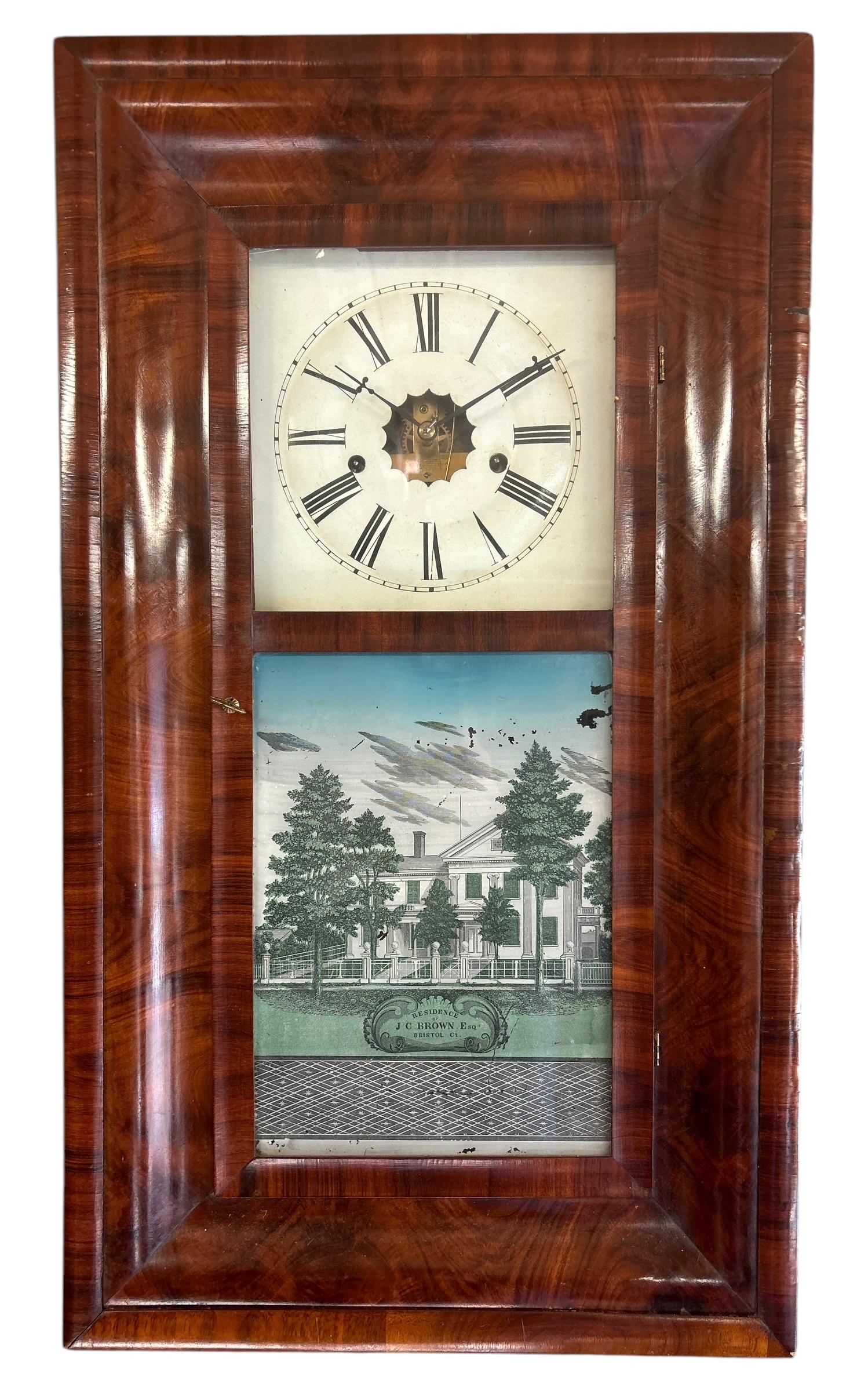 Splendid Antique American Reverse Painted Panel Wall Clock ca.1880 (1 of 9)