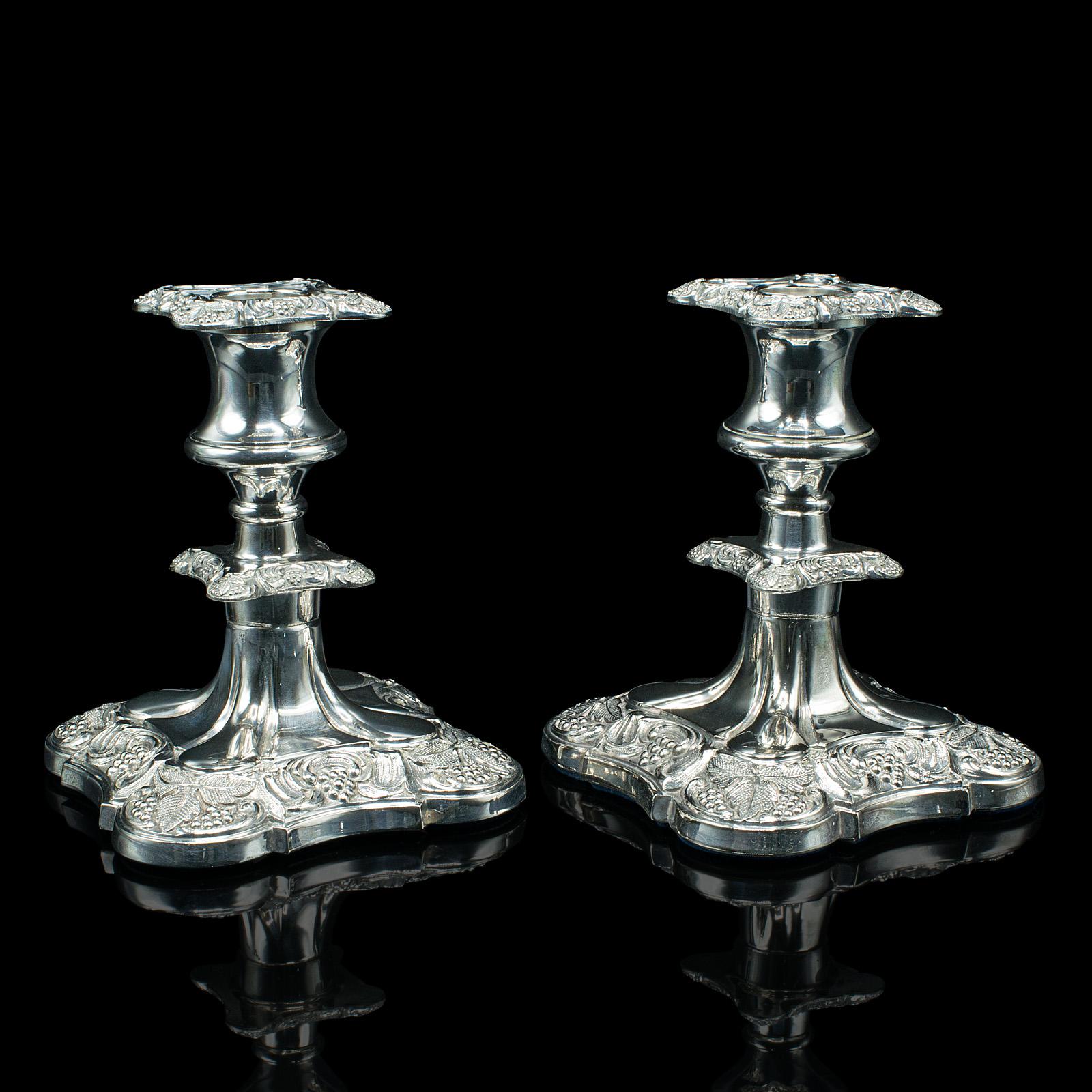 Pair of Antique Candlesticks, Silver Plate, Decorative, Candle Holder, Victorian (1 of 11)