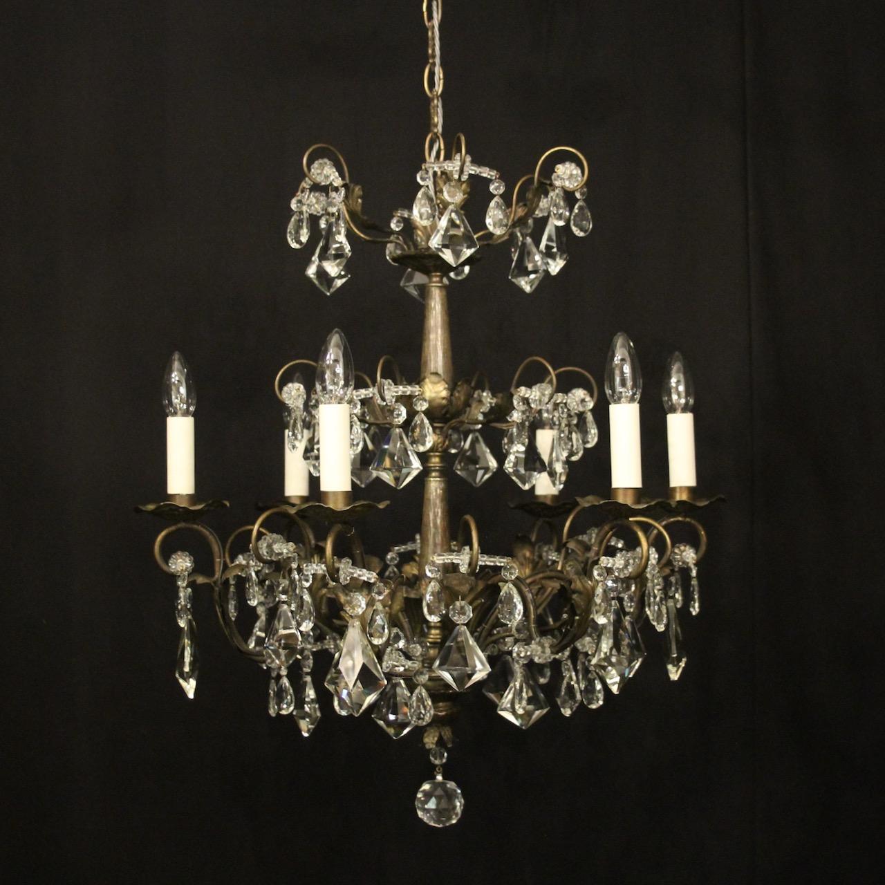 Italian Silver & Crystal Genoa 6 Light Chandelier (1 of 10) Italian Silver & Crystal Genoa 6 Light Chandelier (1 of 10)