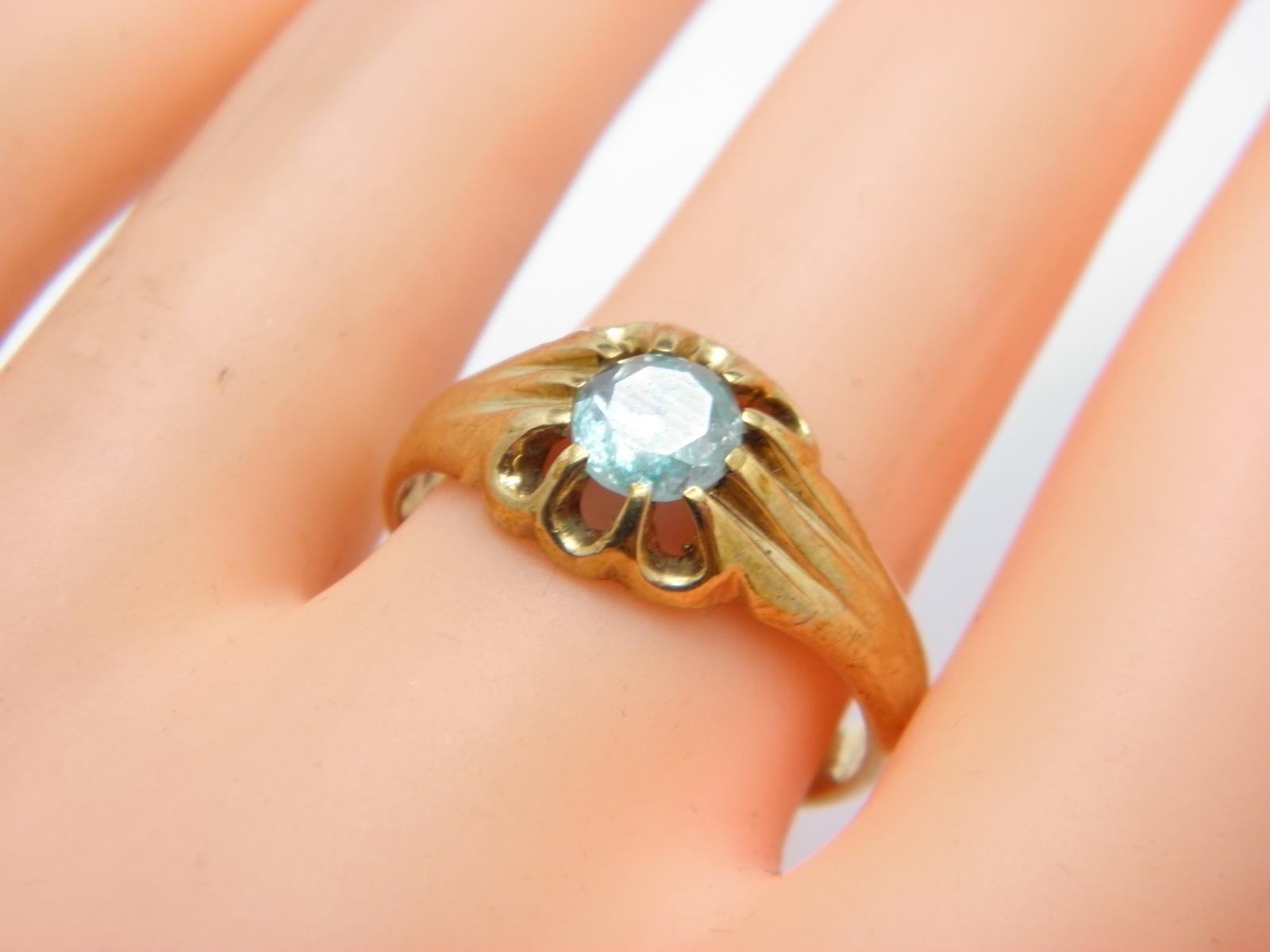 Vintage 9ct Gold 1.0 Cttw Diamond Solitaire Gypsy Ring Band Size S (US Size 9.25) (1 of 15)