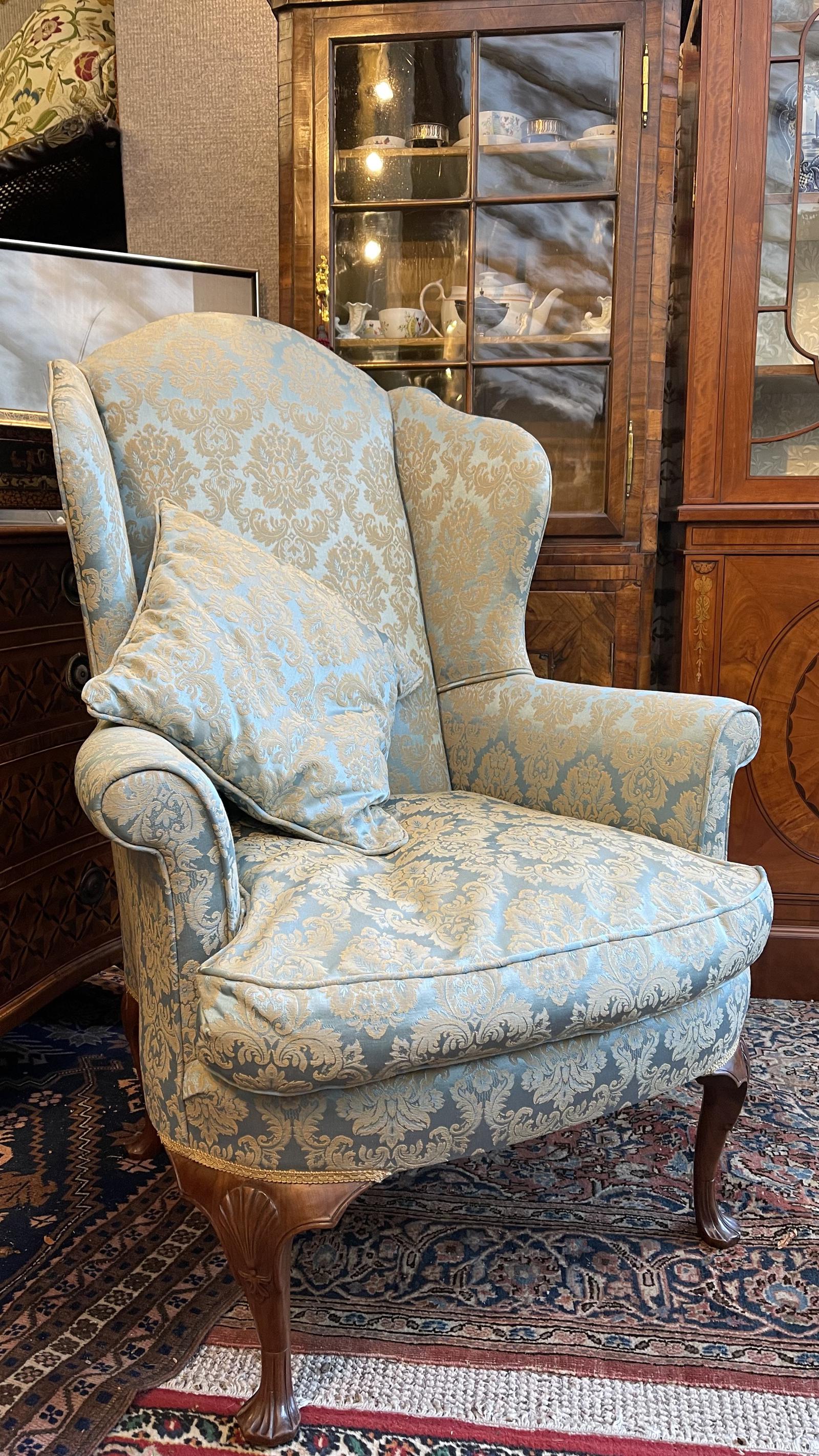 Walnut Legged Wing Armchair (1 of 15)