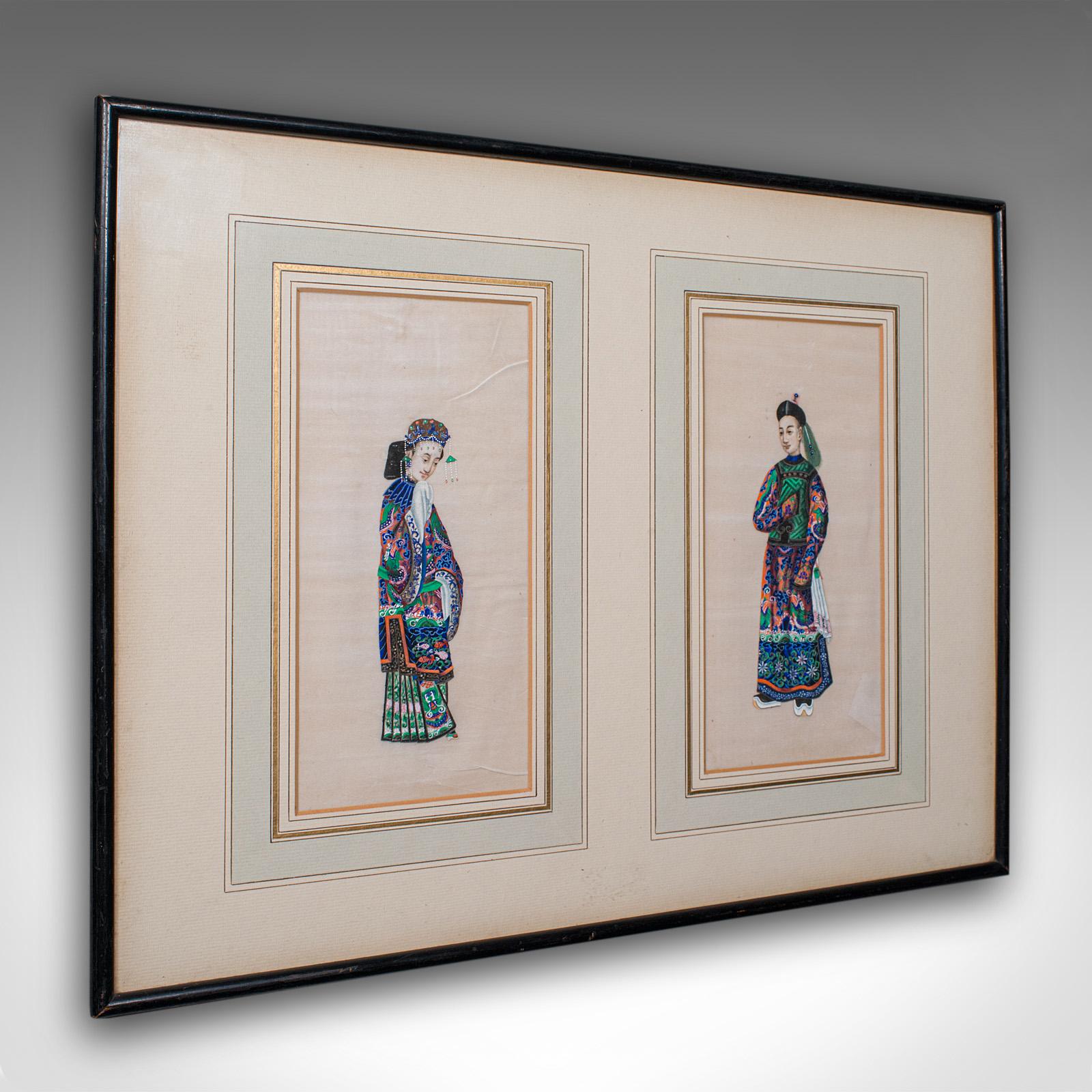 Antique Pith Painting, Oriental Art, Watercolour, Qing Dynasty c.1850 (1 of 12)