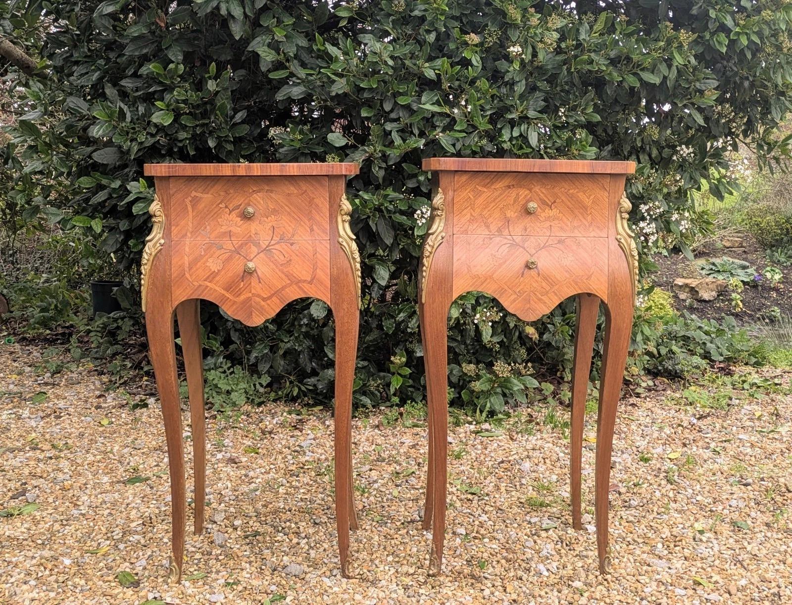 Pair Antique French Bedside Cabinets Inlaid Kingwood (1 of 9)