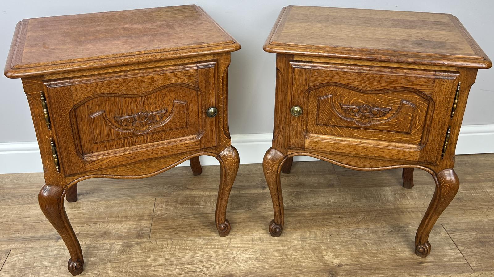 Pair of Bedside Tables Vintage French Oak Nightstands Cabinets (1 of 14) Pair of Bedside Tables Vintage French Oak Nightstands Cabinets (1 of 14)
