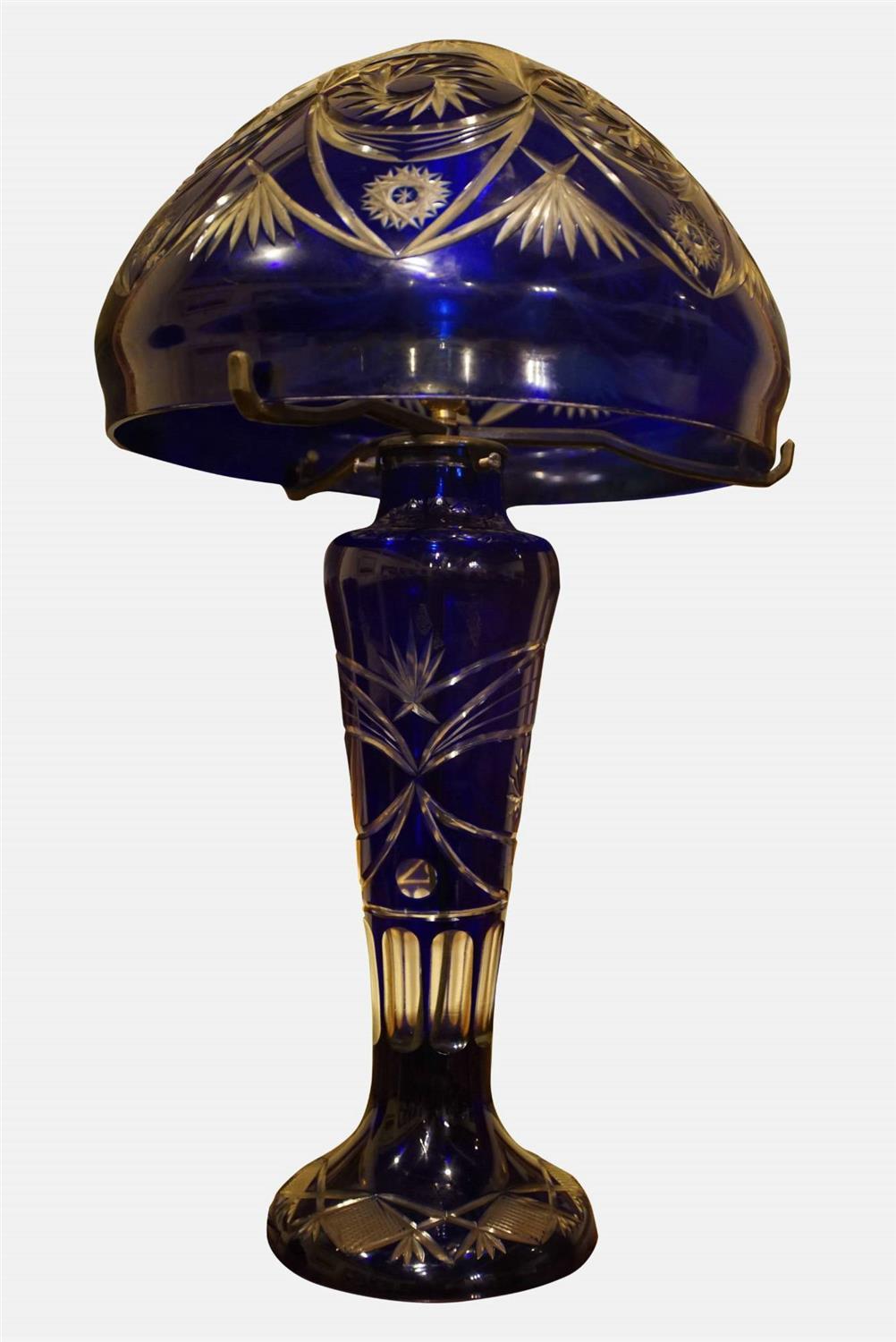 Bo Bive Blue Glass Lamp c.1930 (1 of 1) Bo Bive Blue Glass Lamp c.1930 (1 of 1)