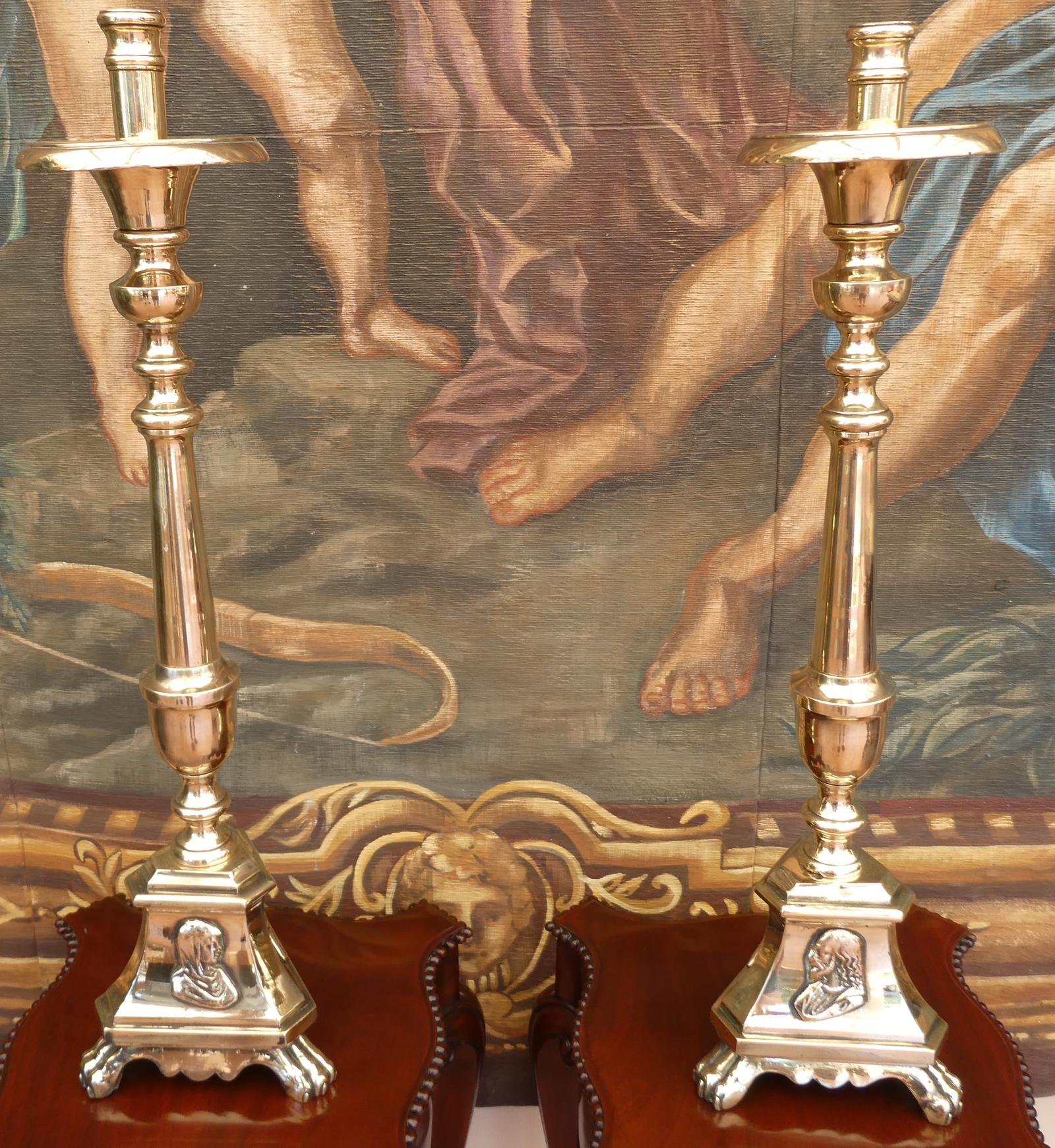 Church Candlesticks 2 Foot 3" Brass 1860-1880 (1 of 16) Church Candlesticks 2 Foot 3" Brass 1860-1880 (1 of 16)