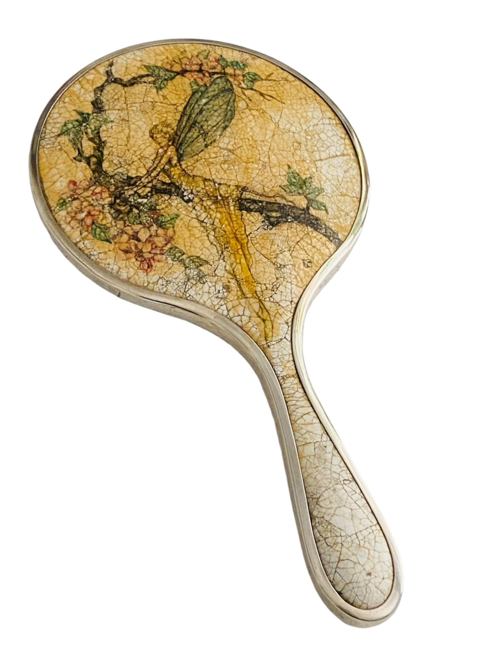 Sterling Silver & Crackle Glaze Enamelled Fairy Hand Mirror 1920 (1 of 7) Sterling Silver & Crackle Glaze Enamelled Fairy Hand Mirror 1920 (1 of 7)