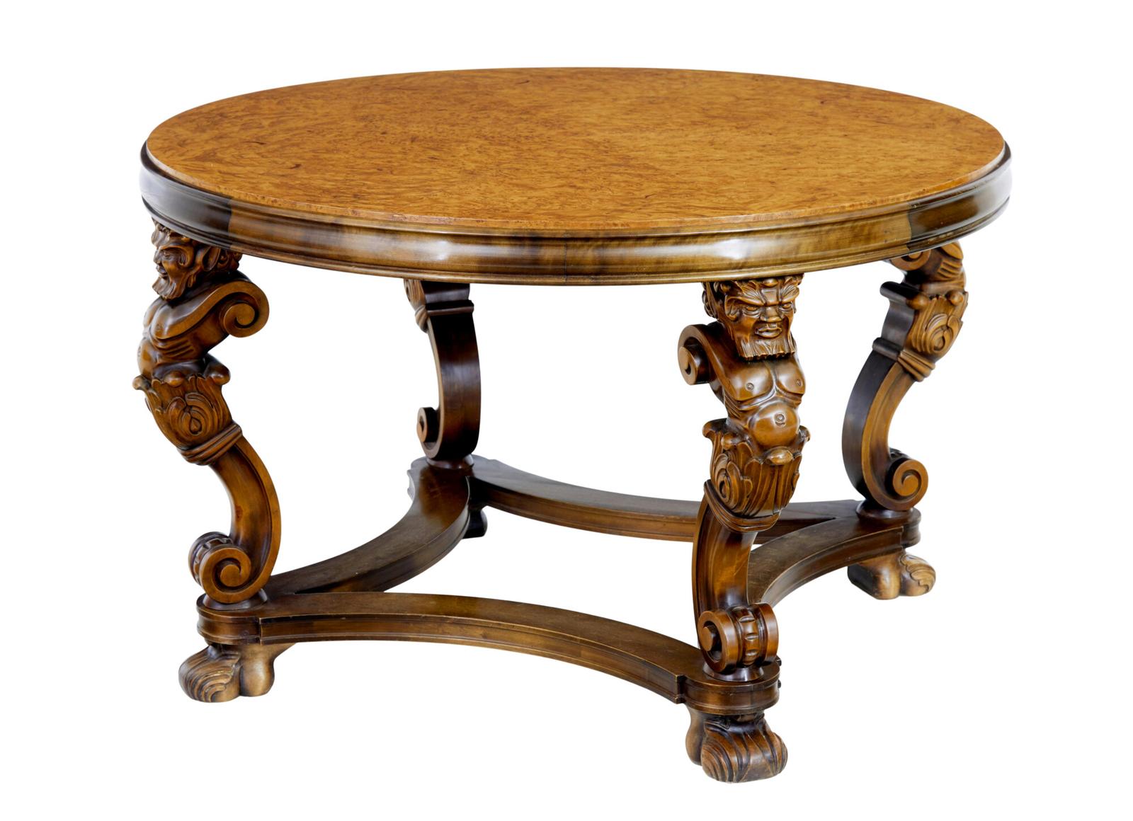 20th Century Carved Burr Birch Coffee Table (1 of 7)