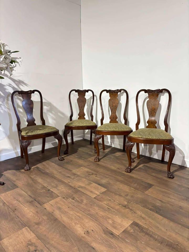 Elegant Set of Four Vintage Walnut Dining Chairs (1 of 16)