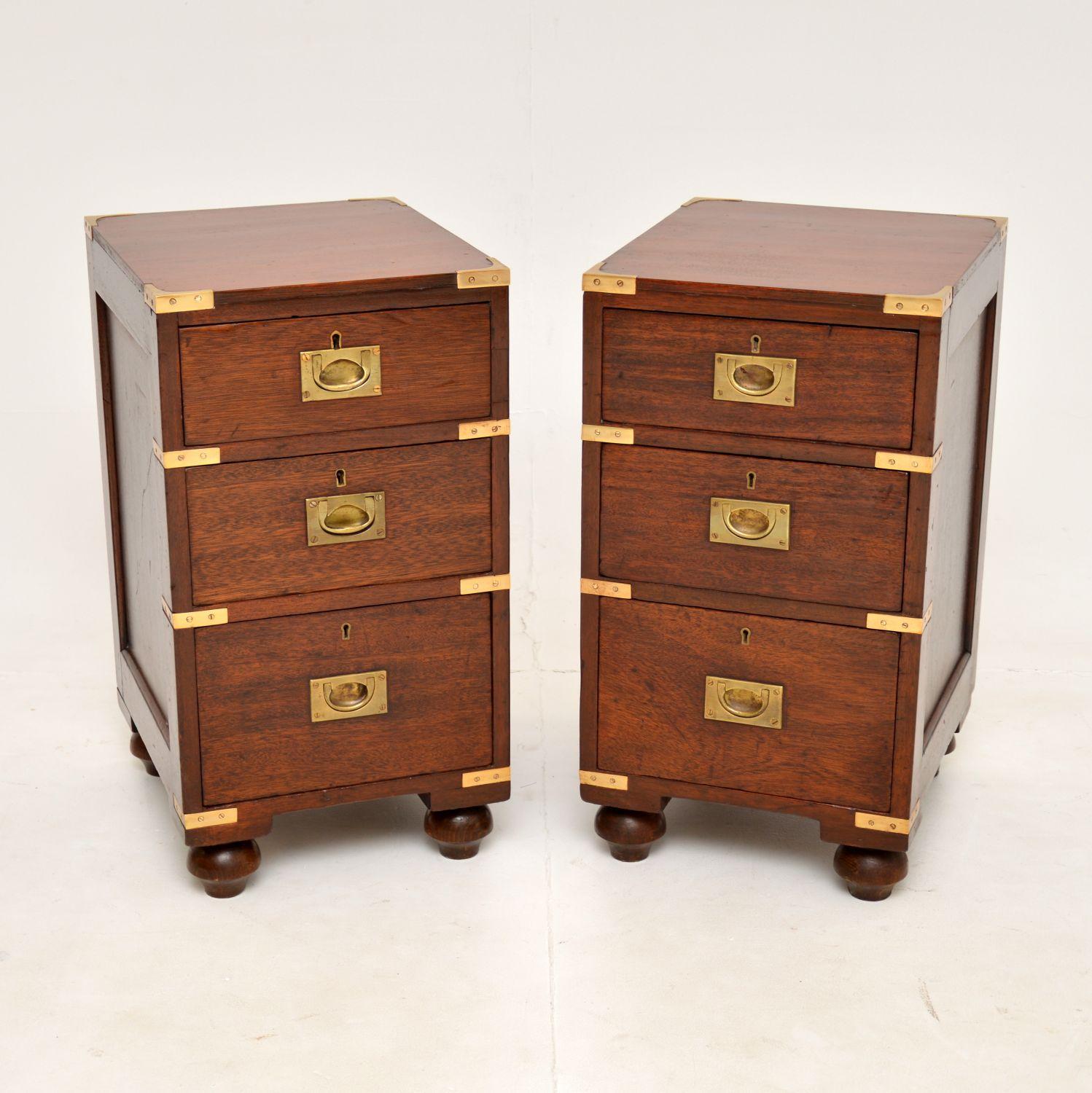 Pair of Antique Mahogany Military Campaign Bedside Chests (1 of 10) Pair of Antique Mahogany Military Campaign Bedside Chests (1 of 10)