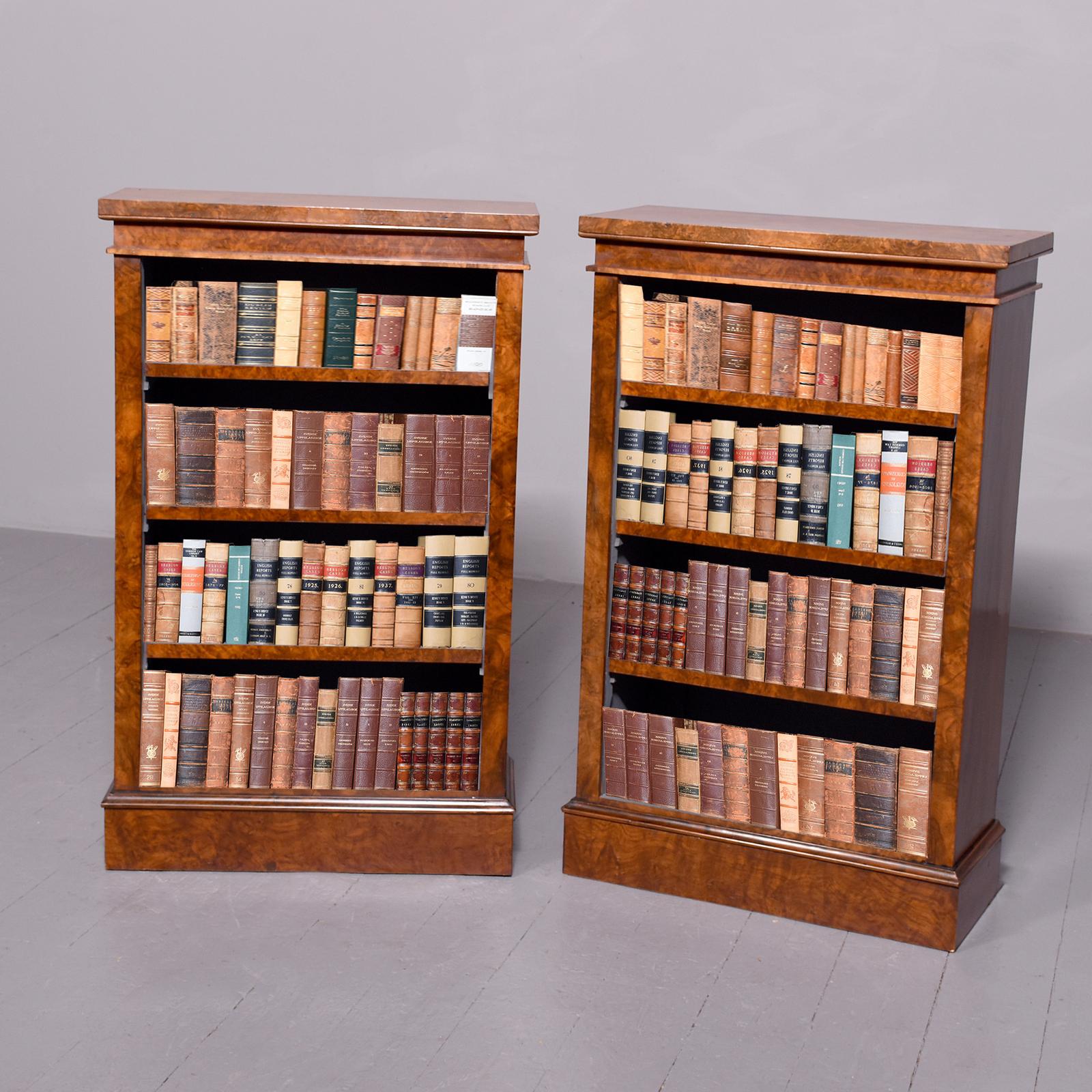 Pair of Victorian Burr & Figured Walnut Open Bookcases with Lovely Mellow Colour (1 of 7)