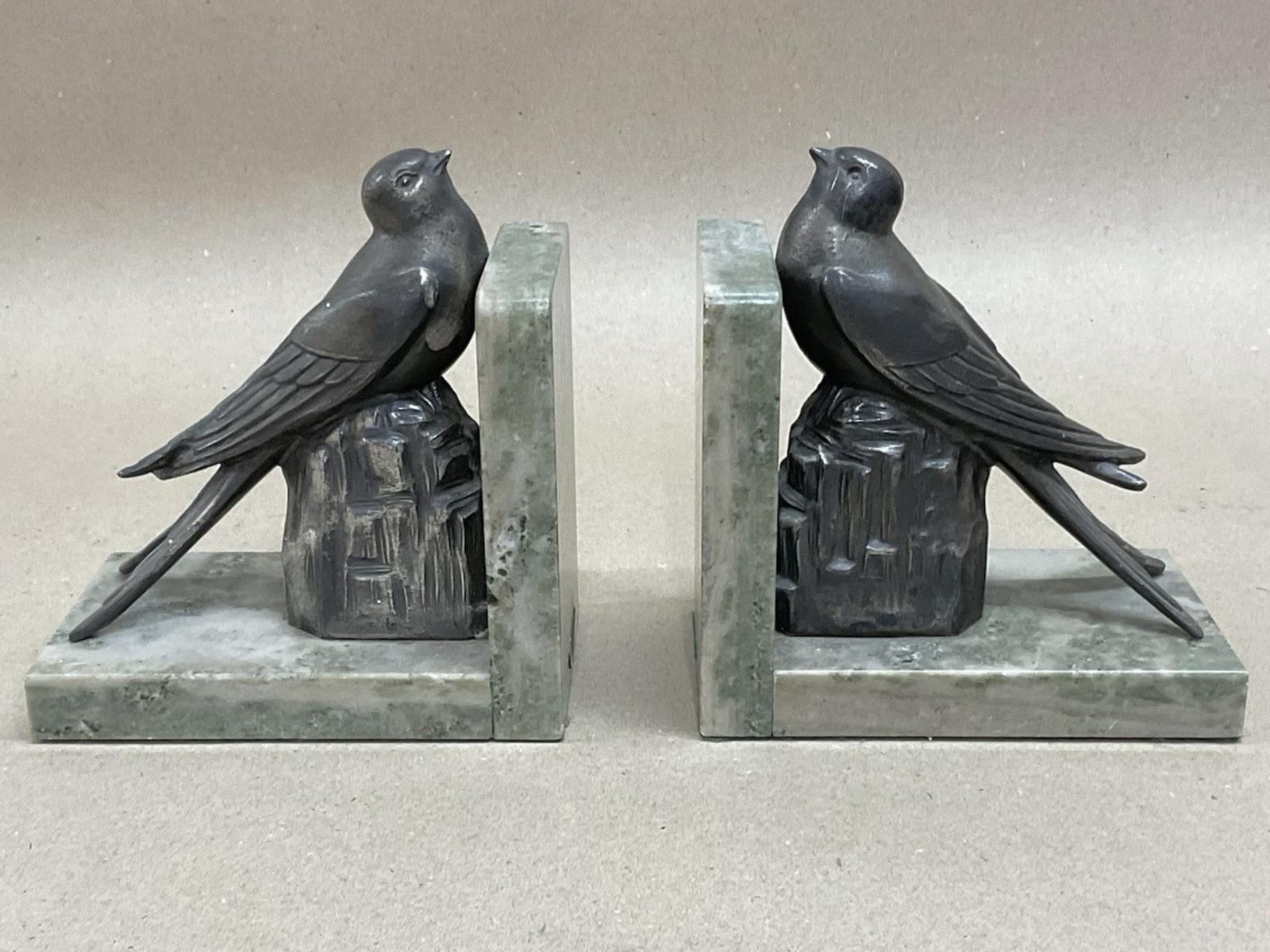 Pair of Art Deco Spelter & Marble Bird Decorated Bookends Antique c.1920 (1 of 6) Pair of Art Deco Spelter & Marble Bird Decorated Bookends Antique c.1920 (1 of 6)