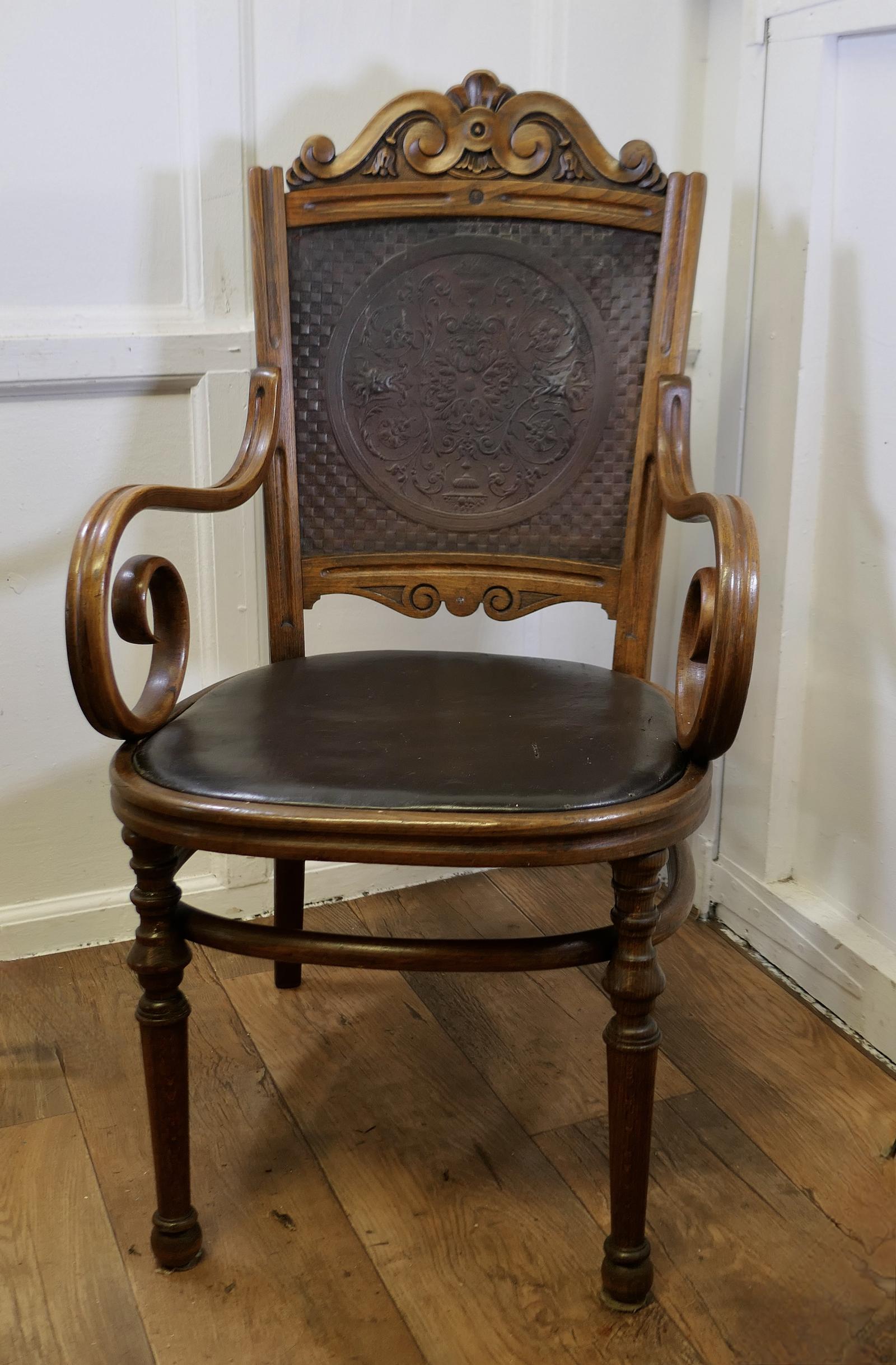 Victorian Upholstered Bentwood Salon or Desk Chair (1 of 9)