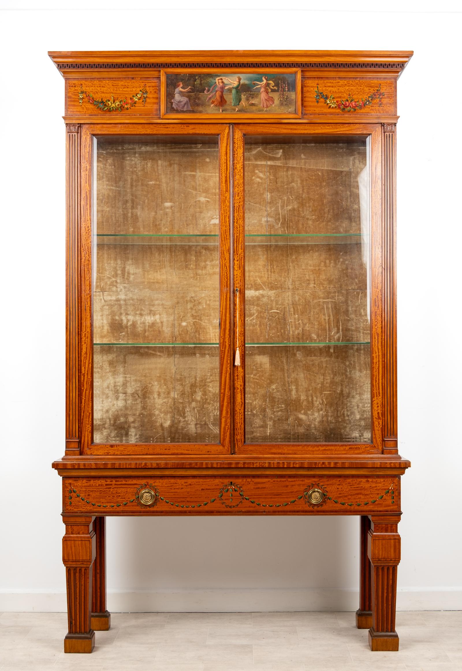 Antique Edwardian Satinwood Painted Display Cabinet on Stand by Hampton & Sons (1 of 9) Antique Edwardian Satinwood Painted Display Cabinet on Stand by Hampton & Sons (1 of 9)