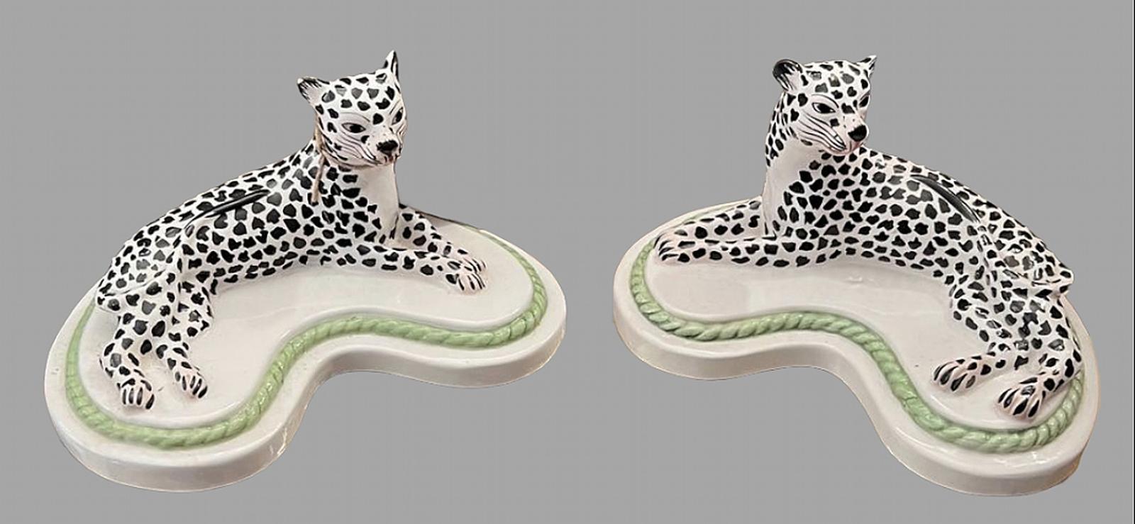 An Attractive Pair of Italian Ceramic Snow Leopards (1 of 4) An Attractive Pair of Italian Ceramic Snow Leopards (1 of 4)