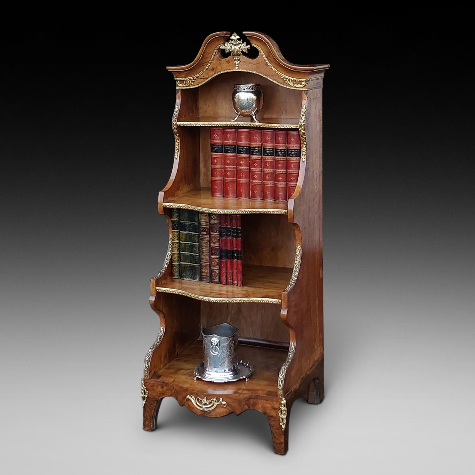 19th Century French Walnut & Ormolu Mounted Open Bookcase (1 of 11)