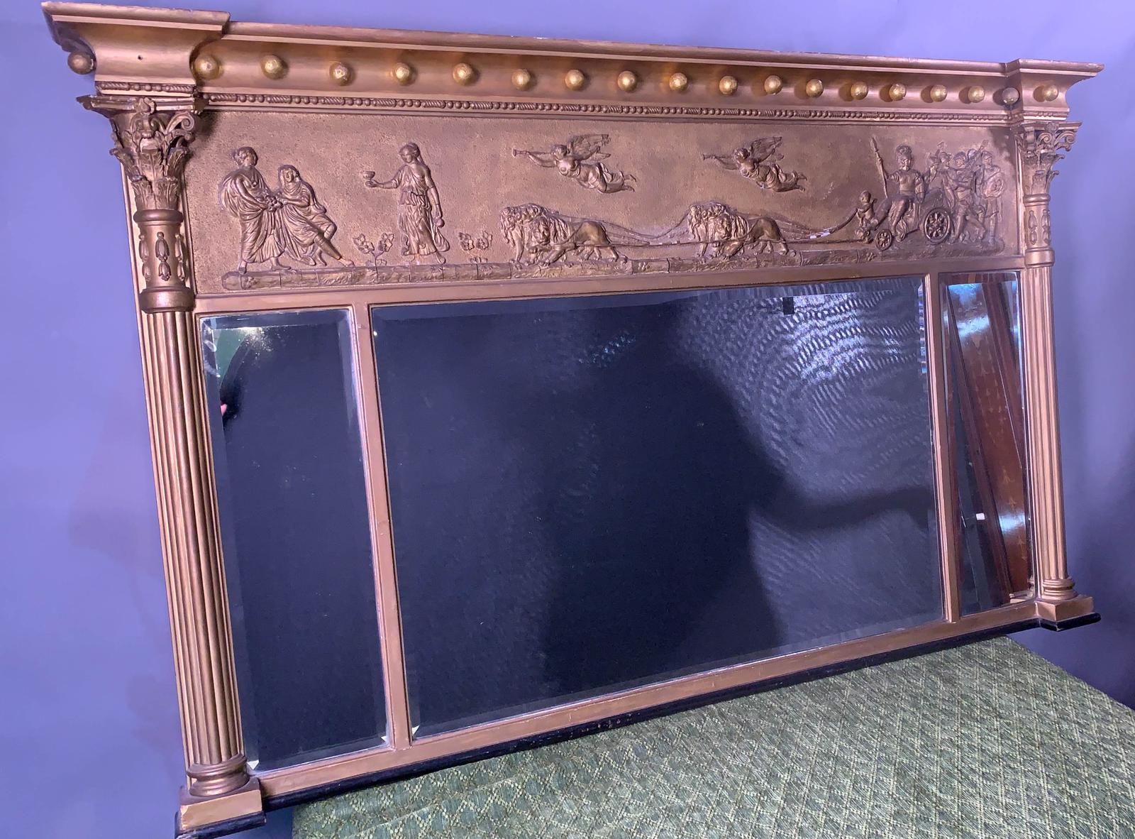 19th Century Gilded Overmantle Mirror in Classical Style (1 of 4) 19th Century Gilded Overmantle Mirror in Classical Style (1 of 4)